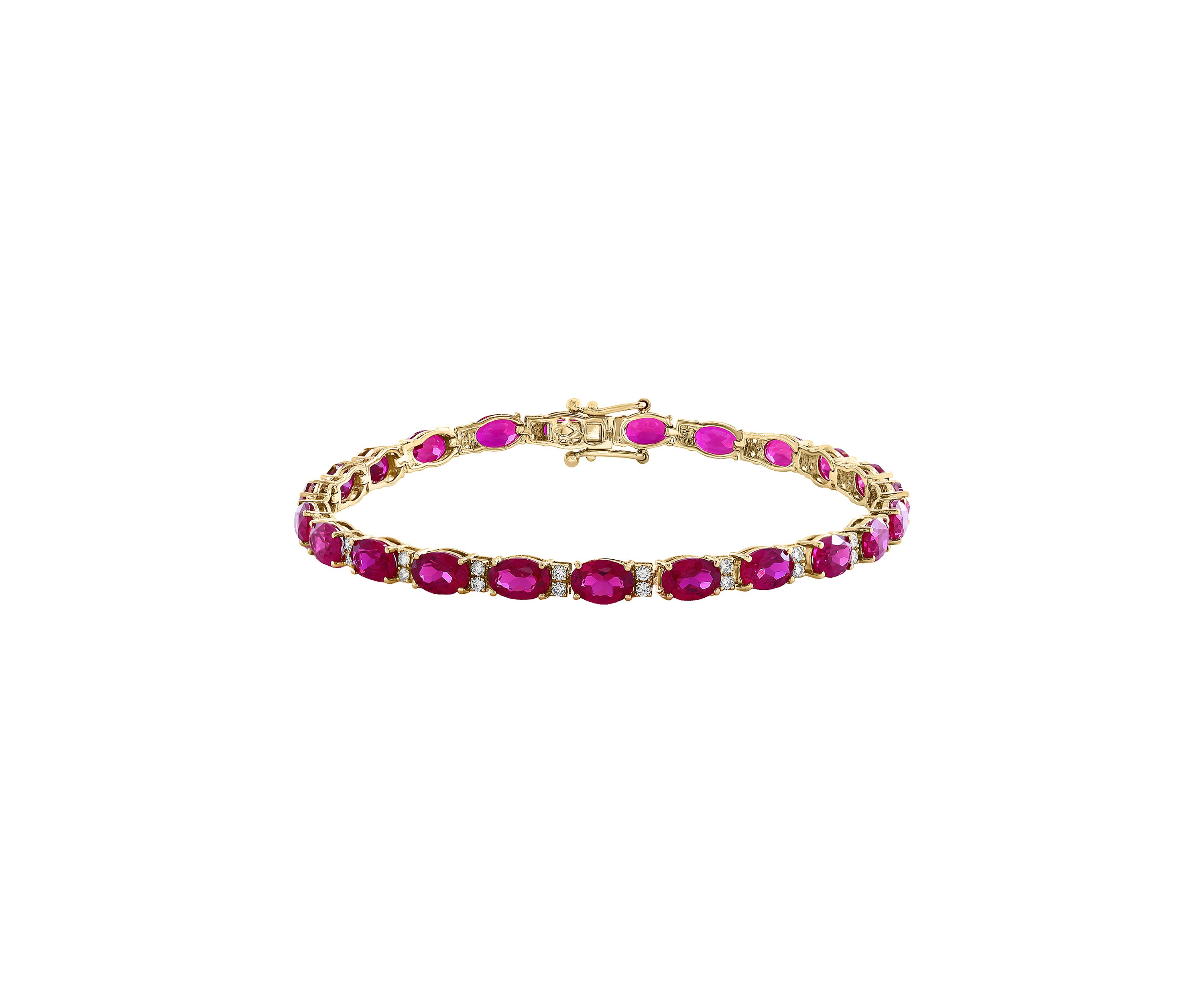 11.29 ct. t.w. Lab Grown Ruby, 1/2 ct. t.w. Lab Grown Diamond Bracelet in 14K Yellow Gold