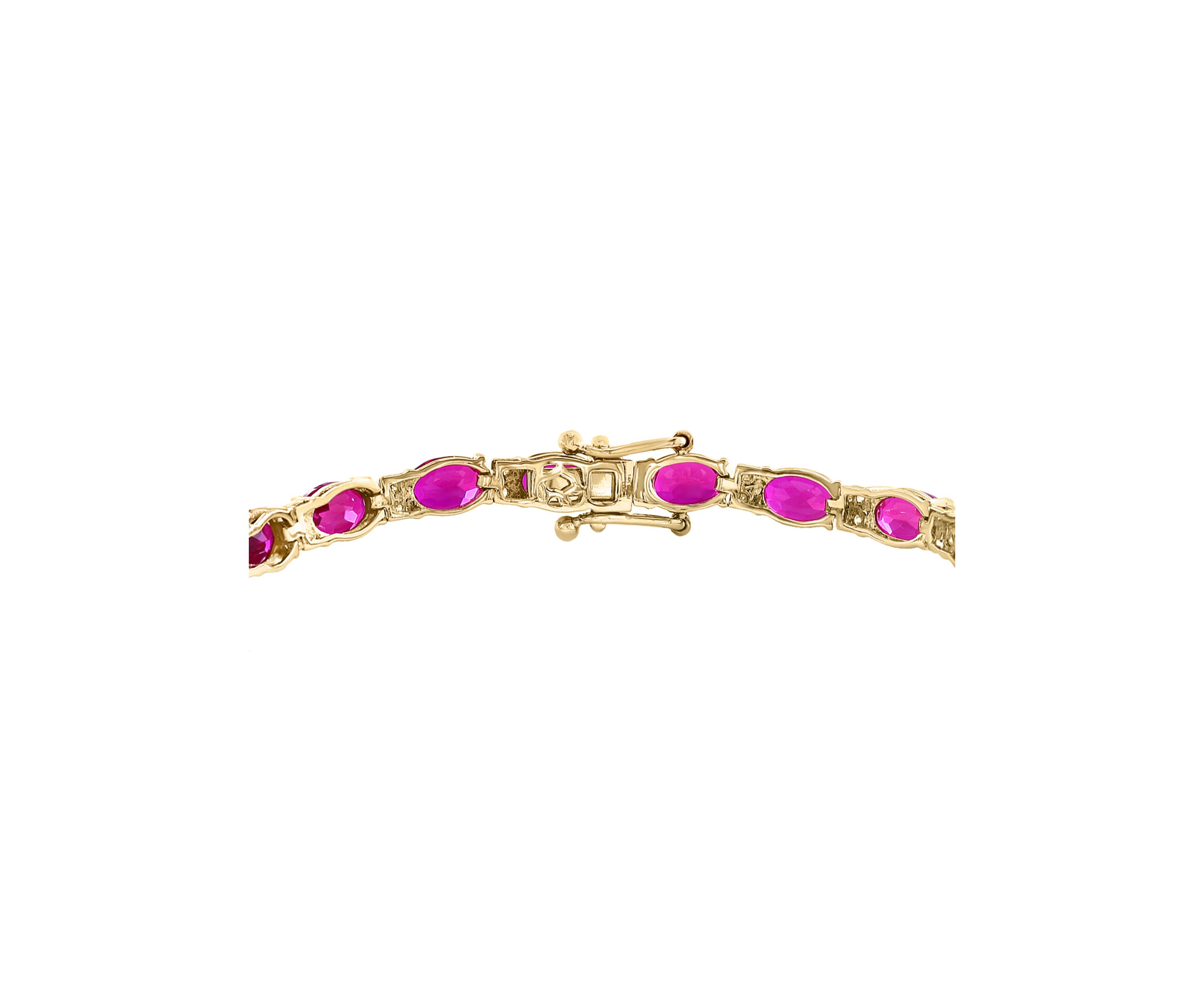 11.29 ct. t.w. Lab Grown Ruby, 1/2 ct. t.w. Lab Grown Diamond Bracelet in 14K Yellow Gold