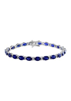 Effy 11.29 ct. t.w. Lab Grown Sapphire, 1/2 ct. t.w. Lab Grown Diamond Bracelet in 14K White Gold -  0191120977454