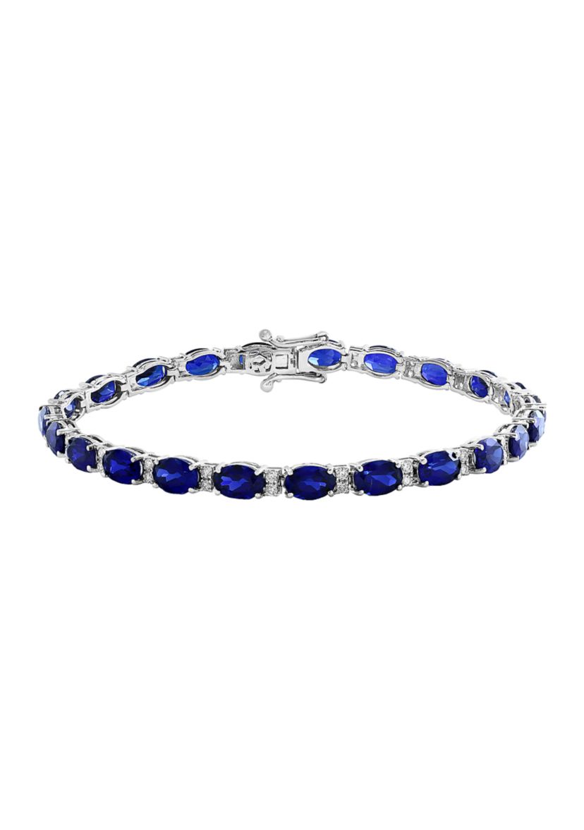11.29 ct. t.w. Lab Grown Sapphire, 1/2 ct. t.w. Lab Grown Diamond Bracelet in 14K White Gold