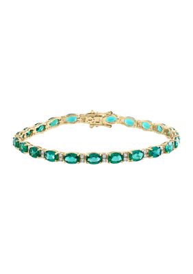 Effy 8.15 ct. t.w. Lab Grown Emerald, 1/2 ct. t.w. Lab Grown Diamond Bracelet in 14K Yellow Gold -  0191120977461