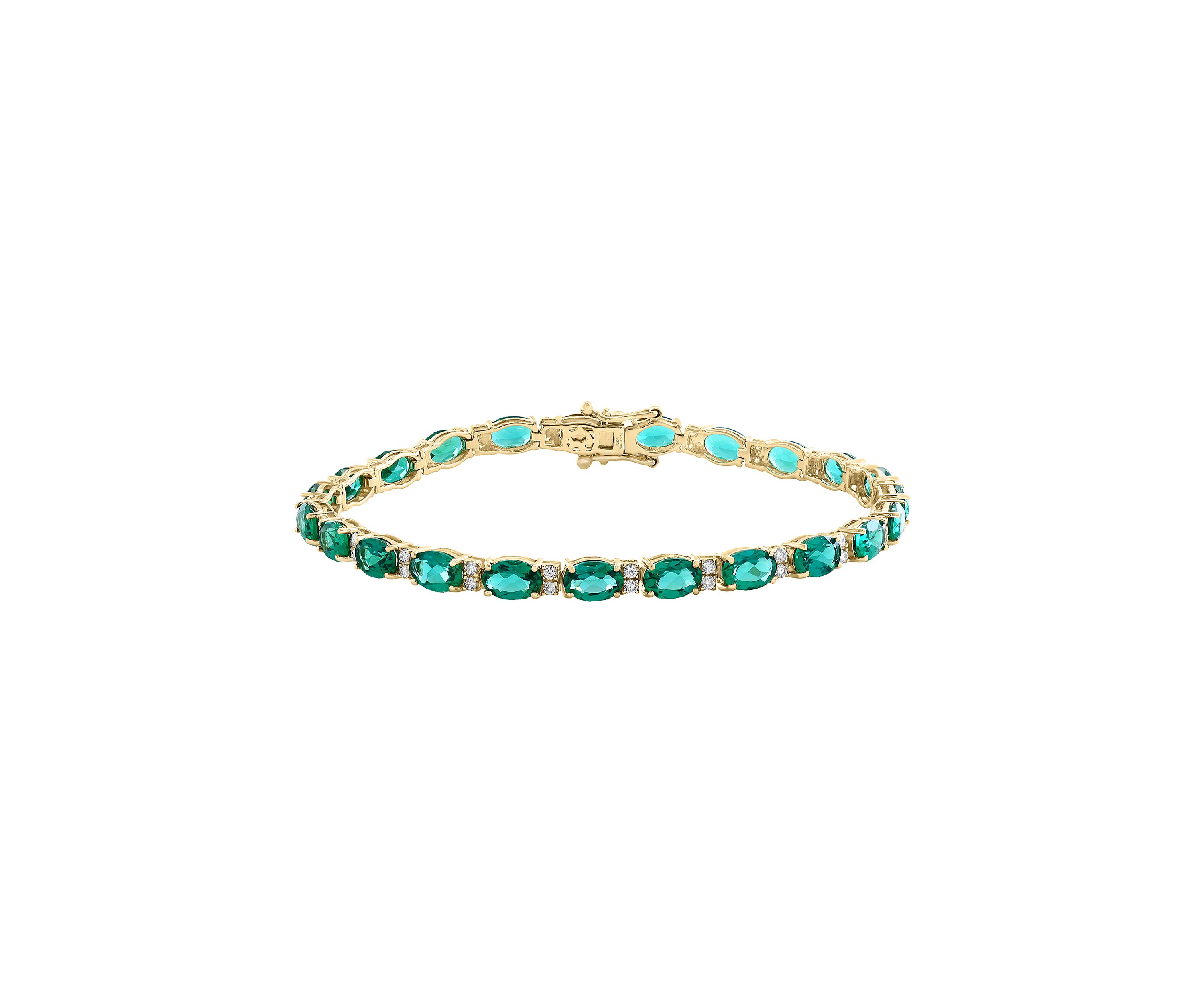 8.15 ct. t.w. Lab Grown Emerald, 1/2 ct. t.w. Lab Grown Diamond Bracelet in 14K Yellow Gold