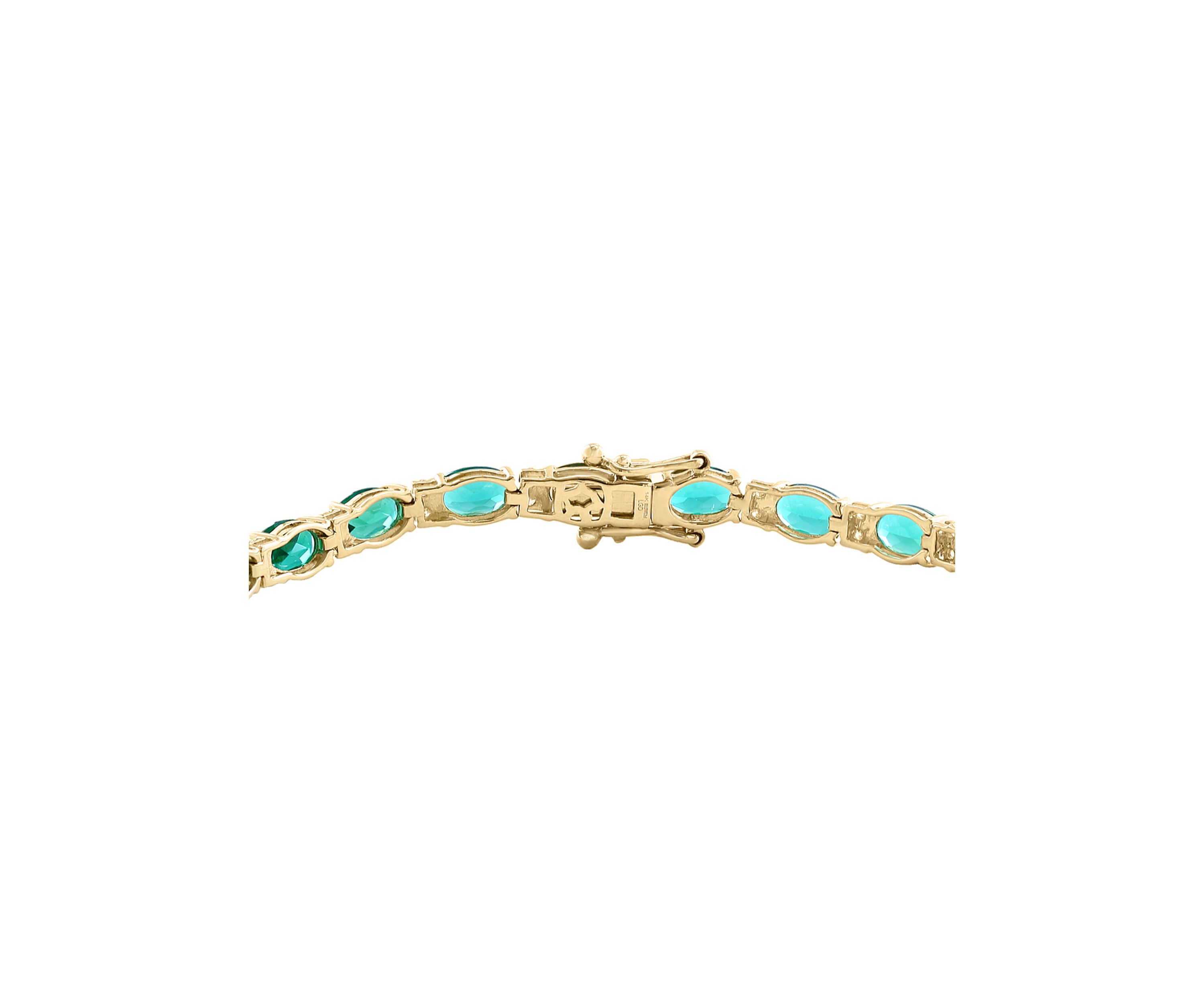 8.15 ct. t.w. Lab Grown Emerald, 1/2 ct. t.w. Lab Grown Diamond Bracelet in 14K Yellow Gold