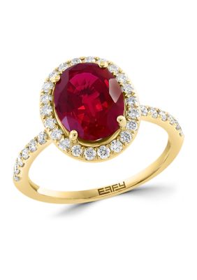 Effy Lab Created Diamond and Ruby Ring in 14K Yellow Gold, 6 -  0191120928142