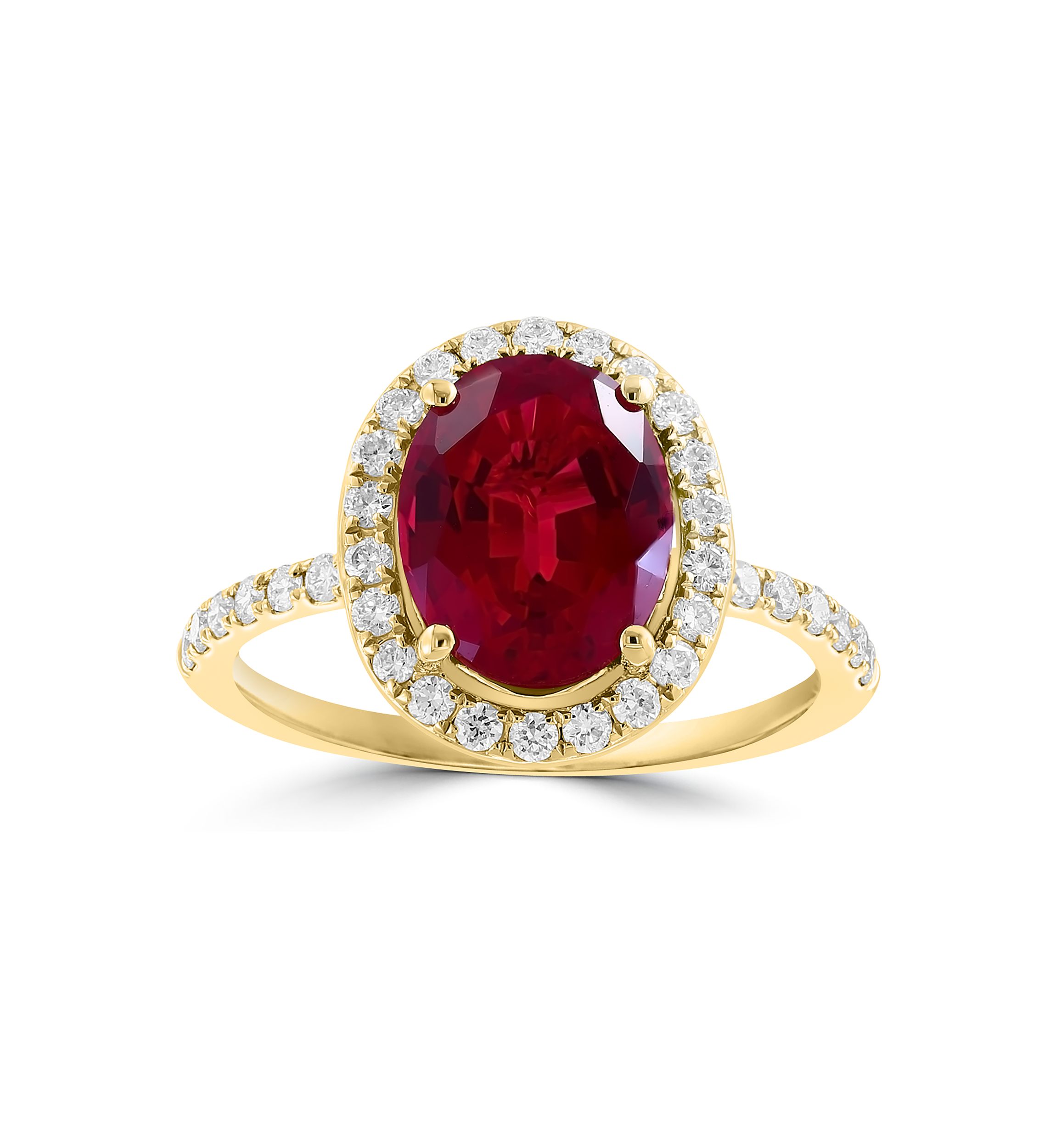 Lab Grown Diamond and Ruby Ring in 14K Yellow Gold