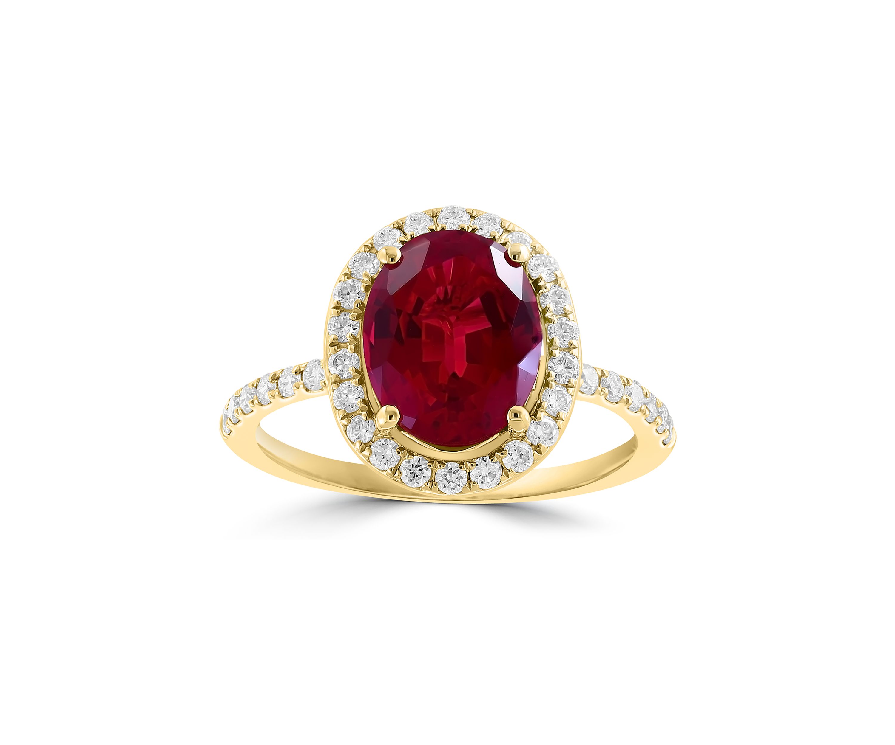 Lab Grown Diamond and Ruby Ring in 14K Yellow Gold