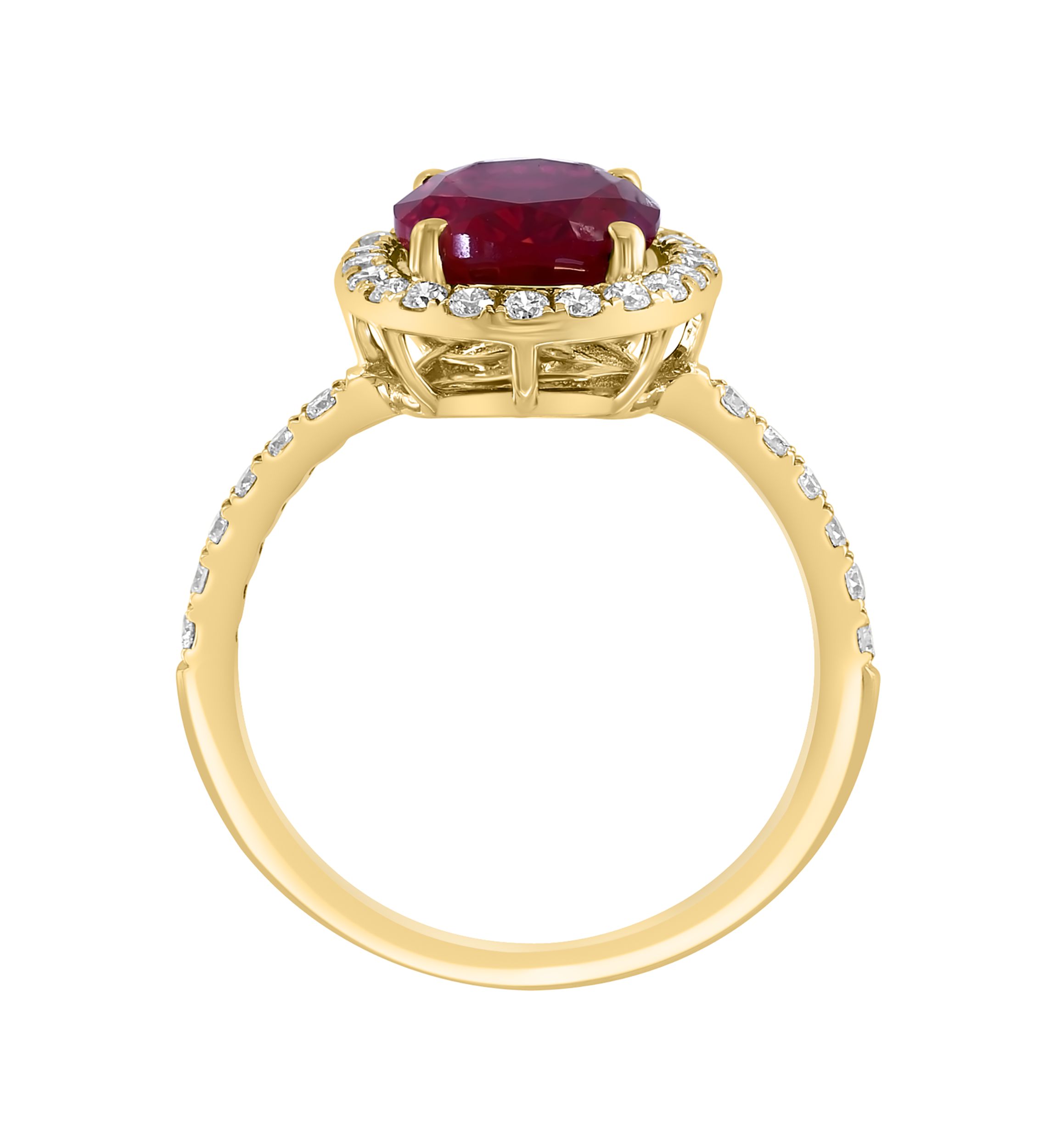 Lab Grown Diamond and Ruby Ring in 14K Yellow Gold