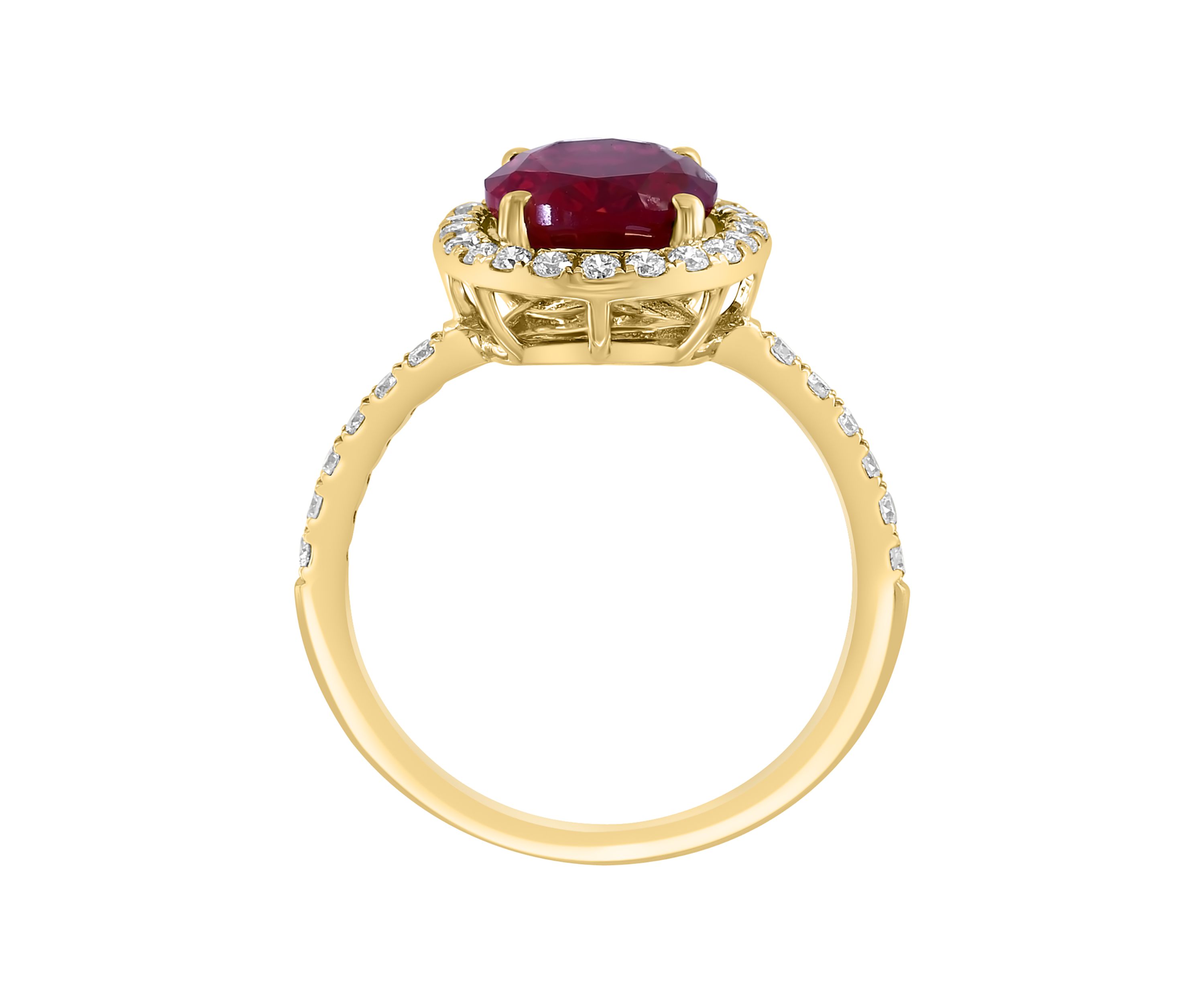 Lab Grown Diamond and Ruby Ring in 14K Yellow Gold