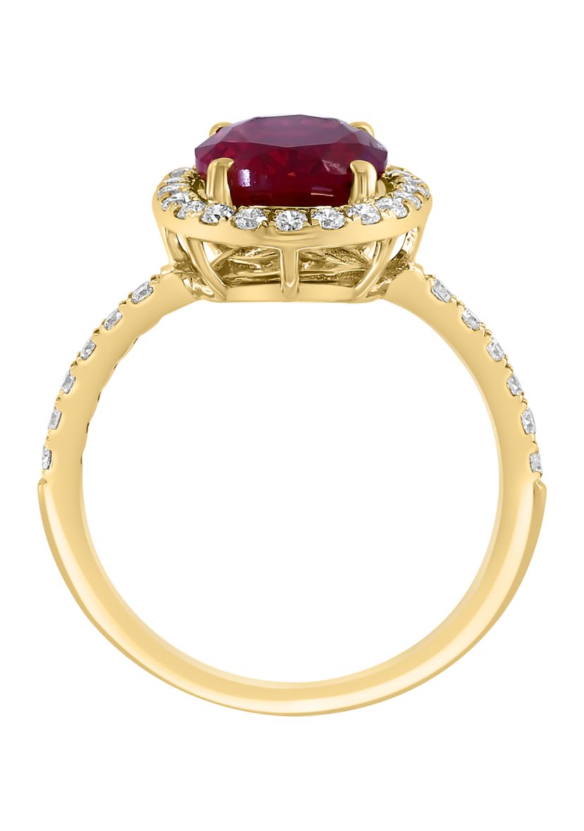 Lab Grown Diamond and Ruby Ring in 14K Yellow Gold
