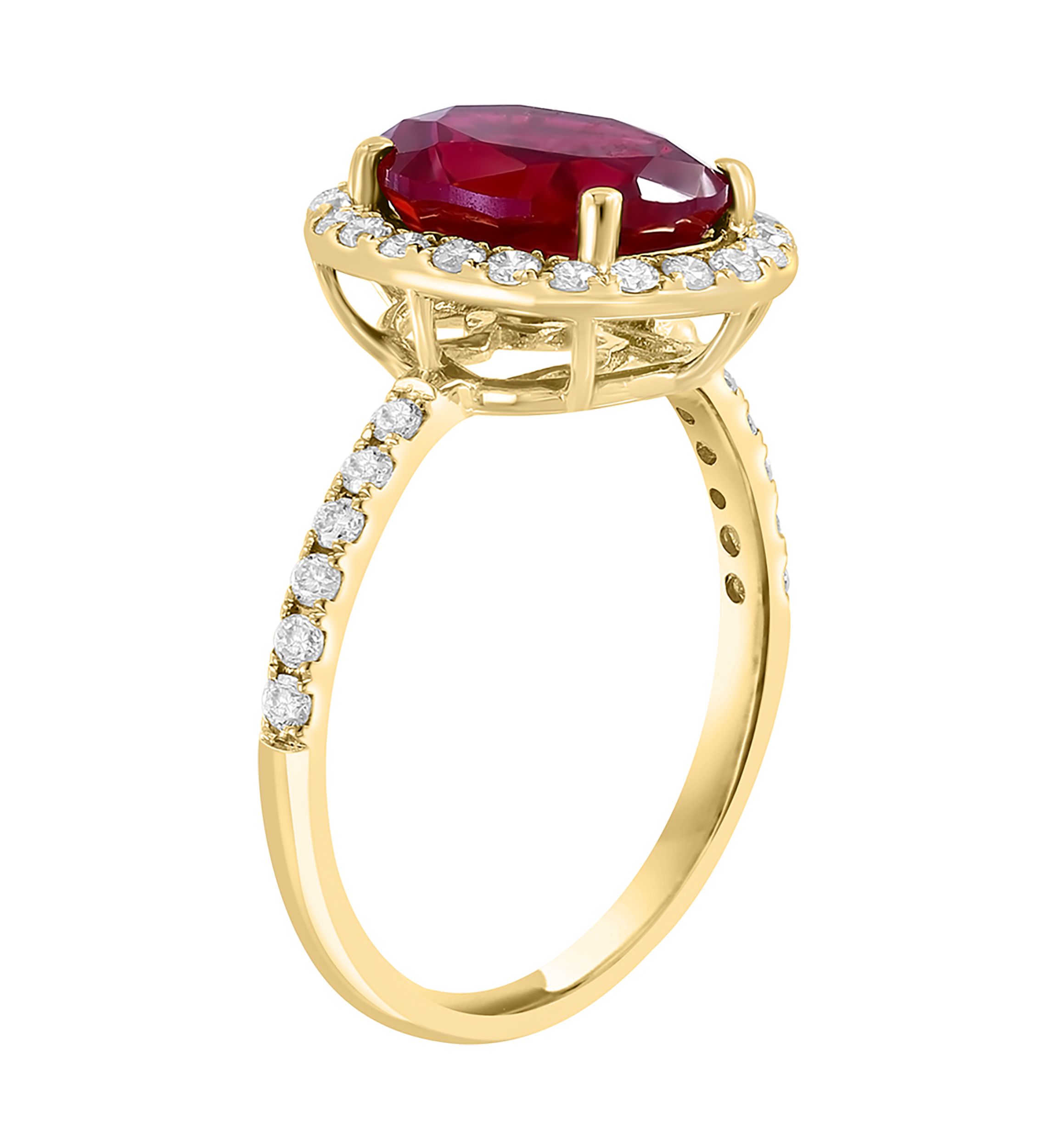 Lab Grown Diamond and Ruby Ring in 14K Yellow Gold