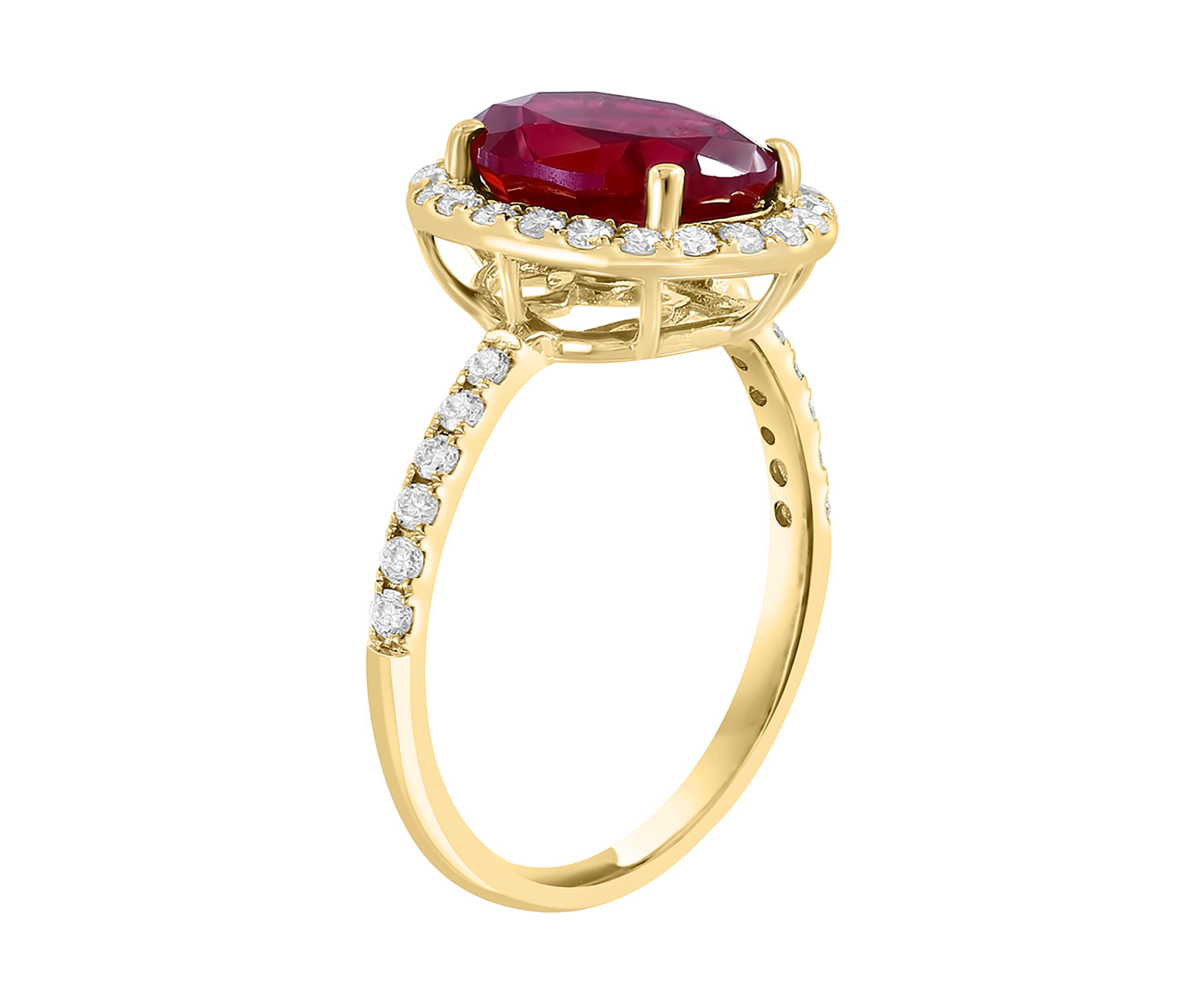 Lab Grown Diamond and Ruby Ring in 14K Yellow Gold