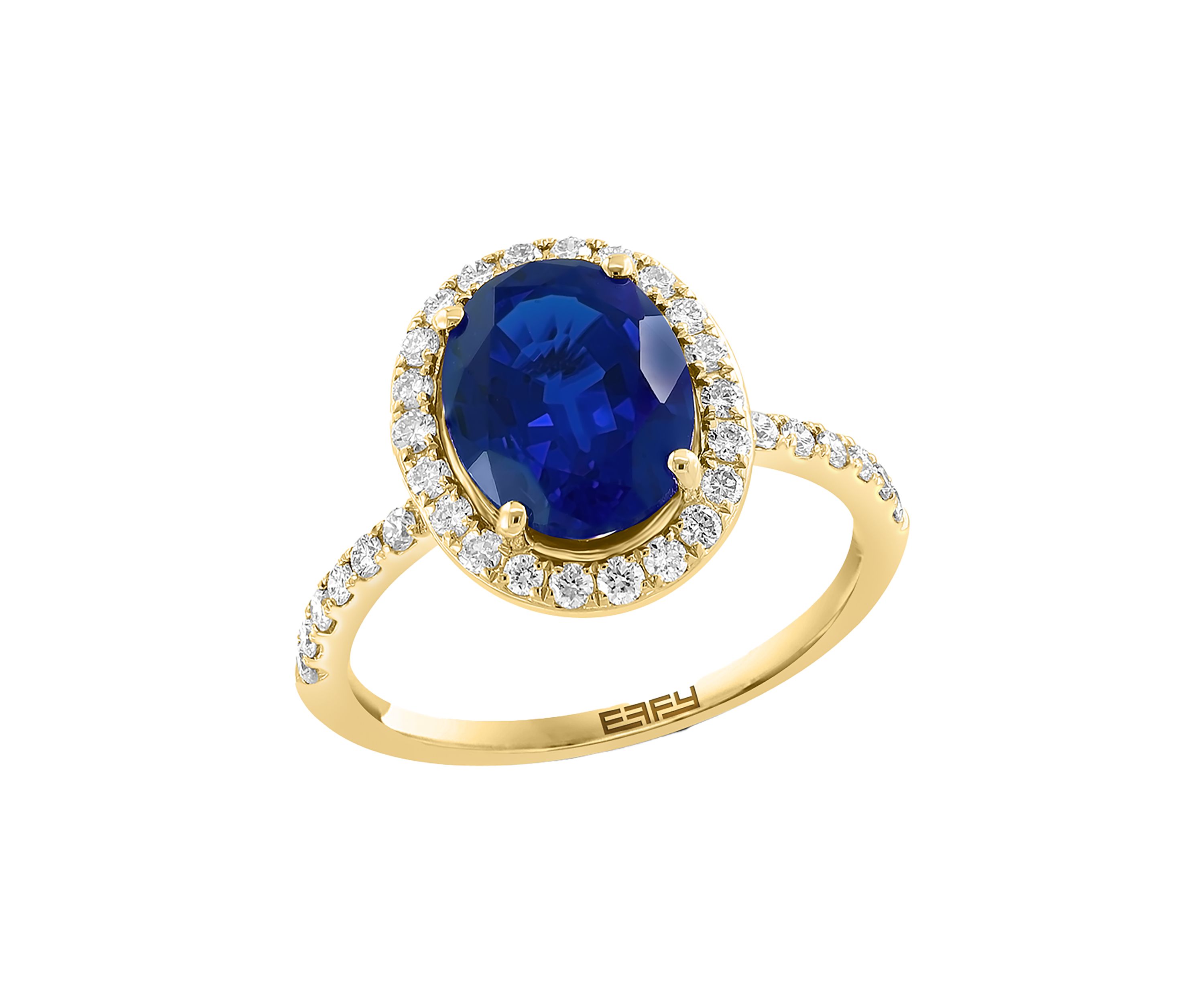 Lab Grown Diamond and Sapphire Ring in 14K Yellow Gold