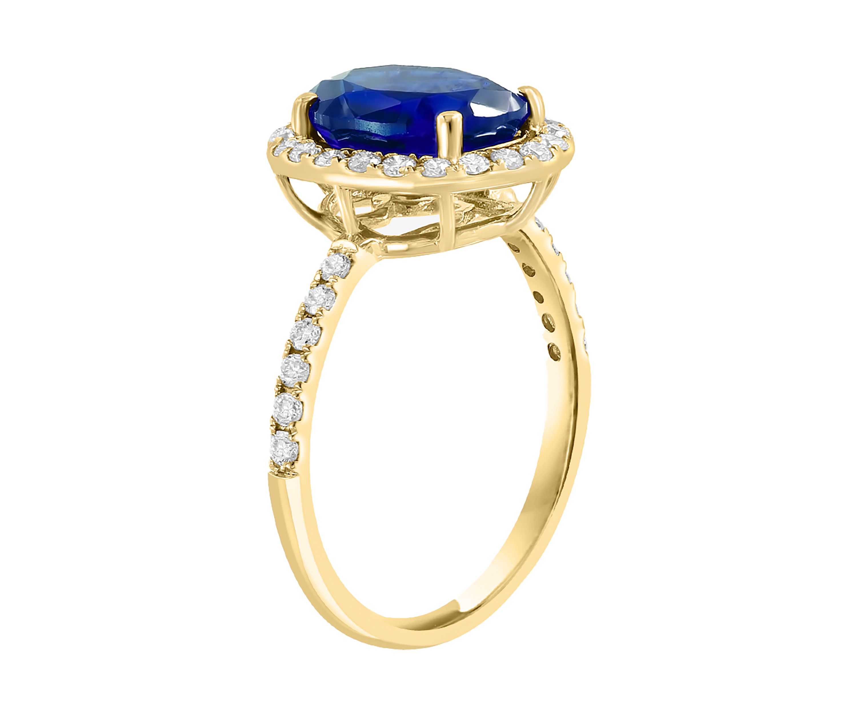 Lab Grown Diamond and Sapphire Ring in 14K Yellow Gold
