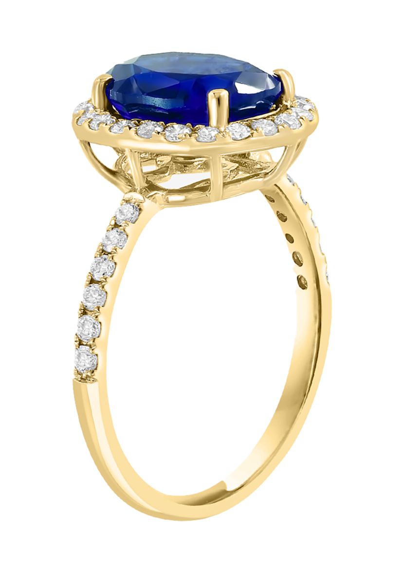 Lab Grown Diamond and Sapphire Ring in 14K Yellow Gold