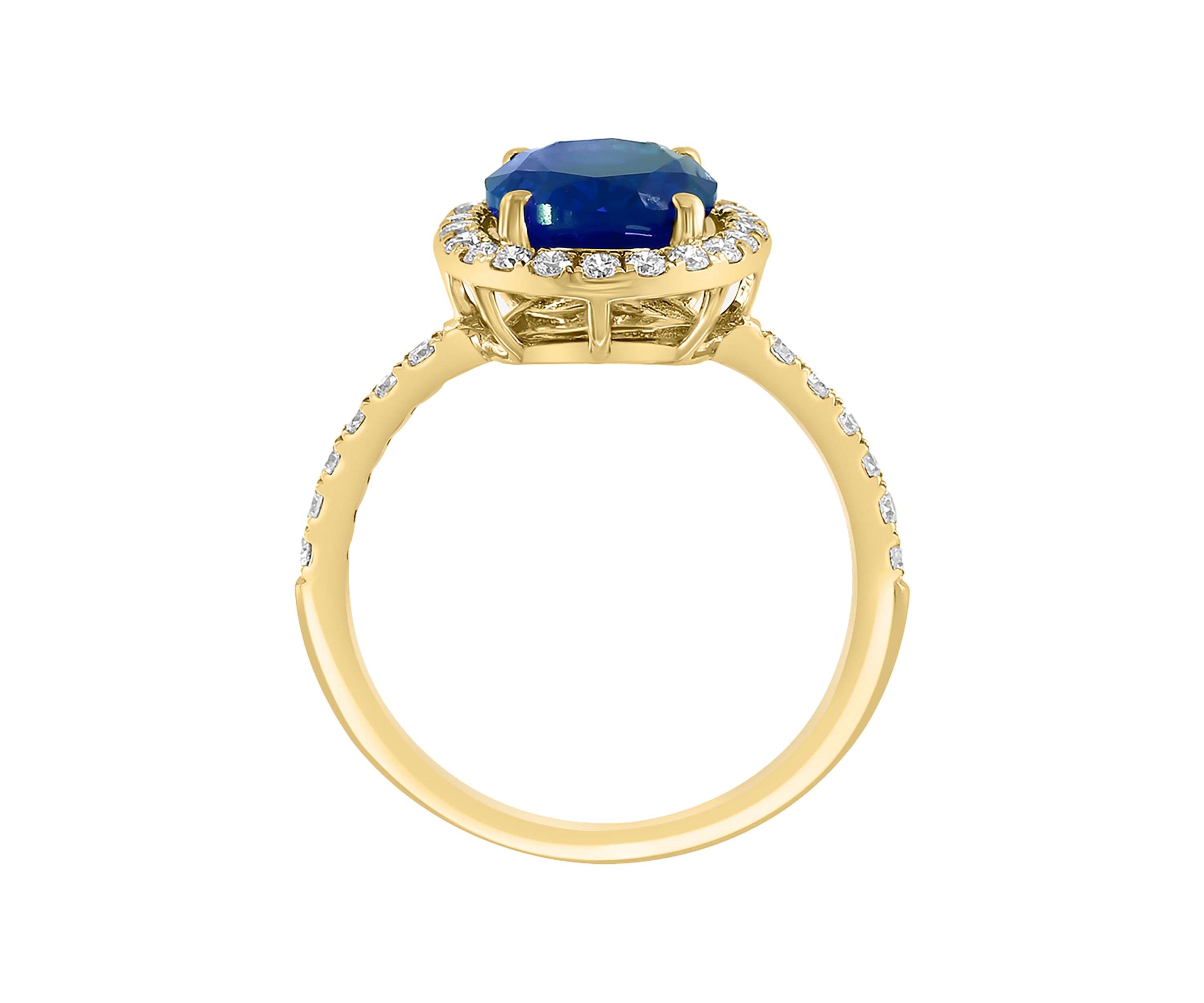 Lab Grown Diamond and Sapphire Ring in 14K Yellow Gold