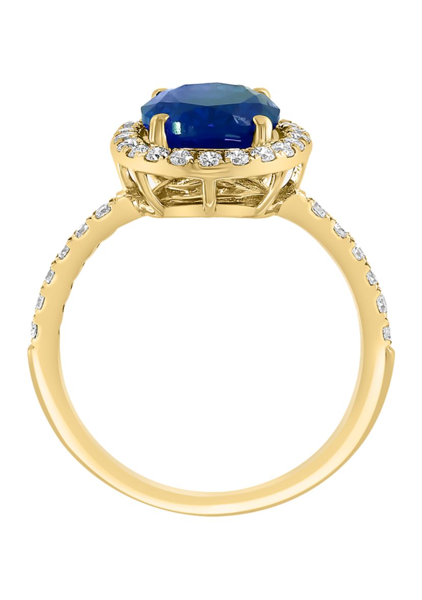 Lab Grown Diamond and Sapphire Ring in 14K Yellow Gold