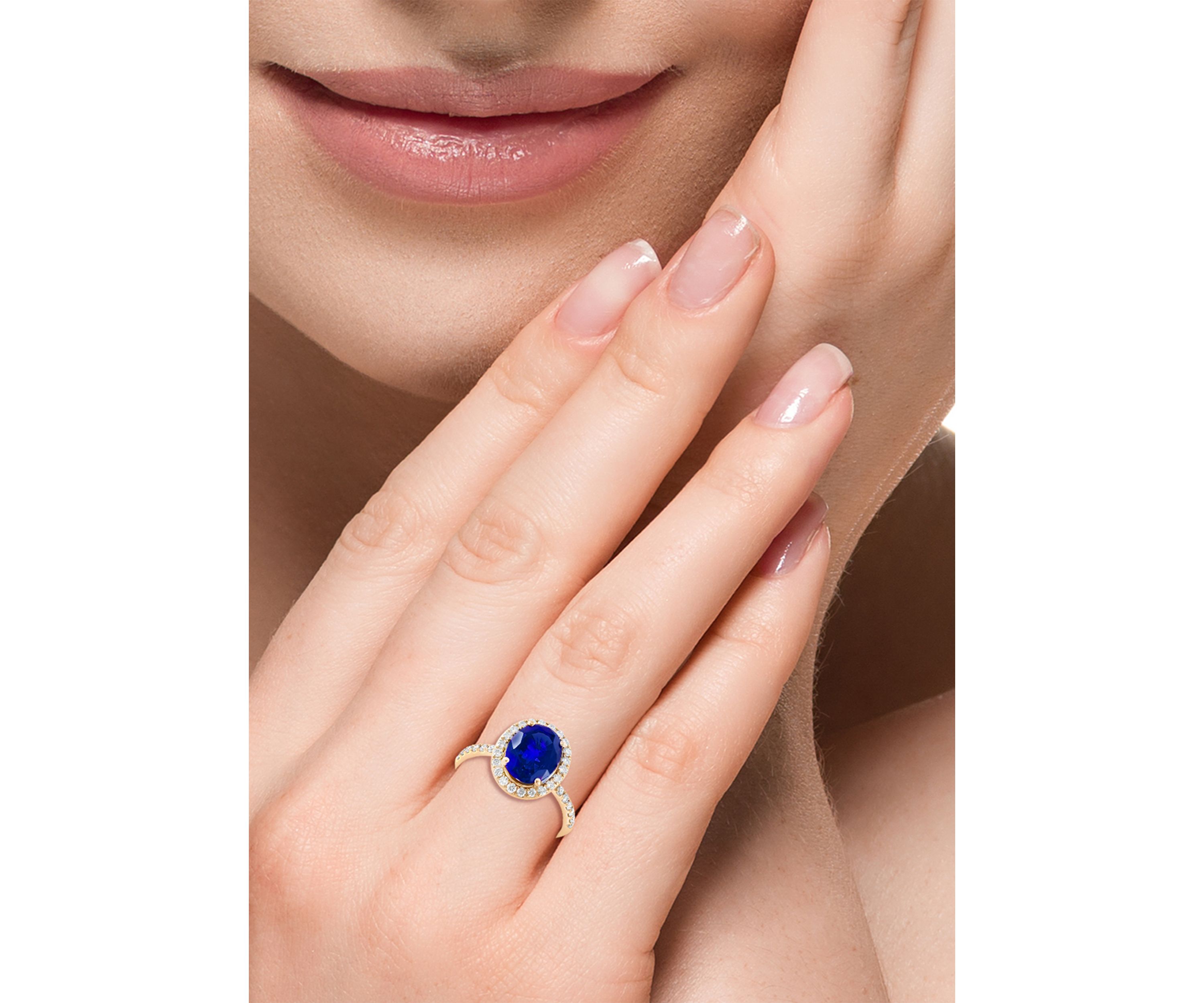 Lab Grown Diamond and Sapphire Ring in 14K Yellow Gold