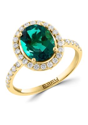 Effy Lab Created Diamond and Emerald Ring in 14K Yellow Gold, 9 -  0191120928517