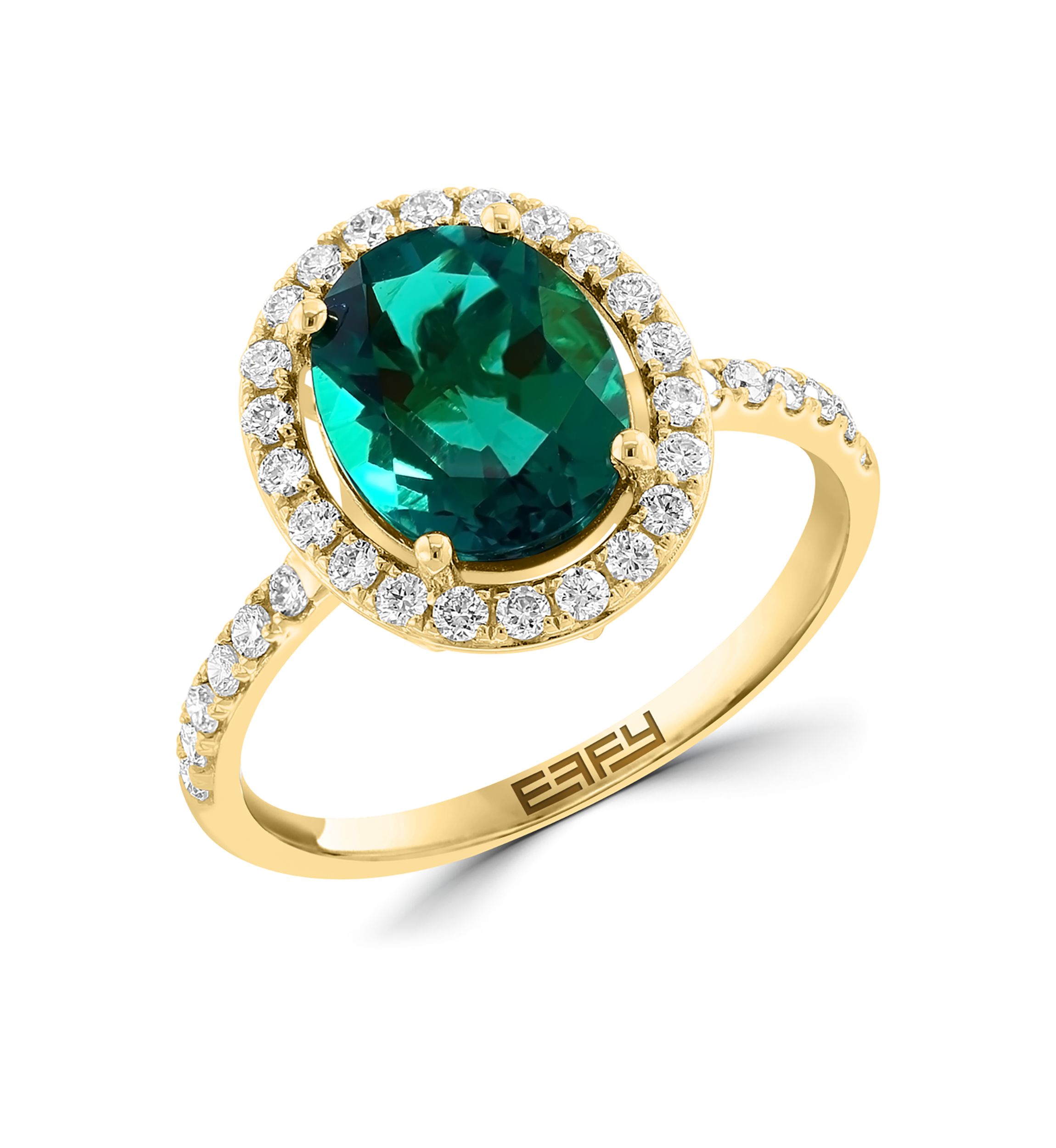 Lab Grown Diamond and Emerald Ring in 14K Yellow Gold