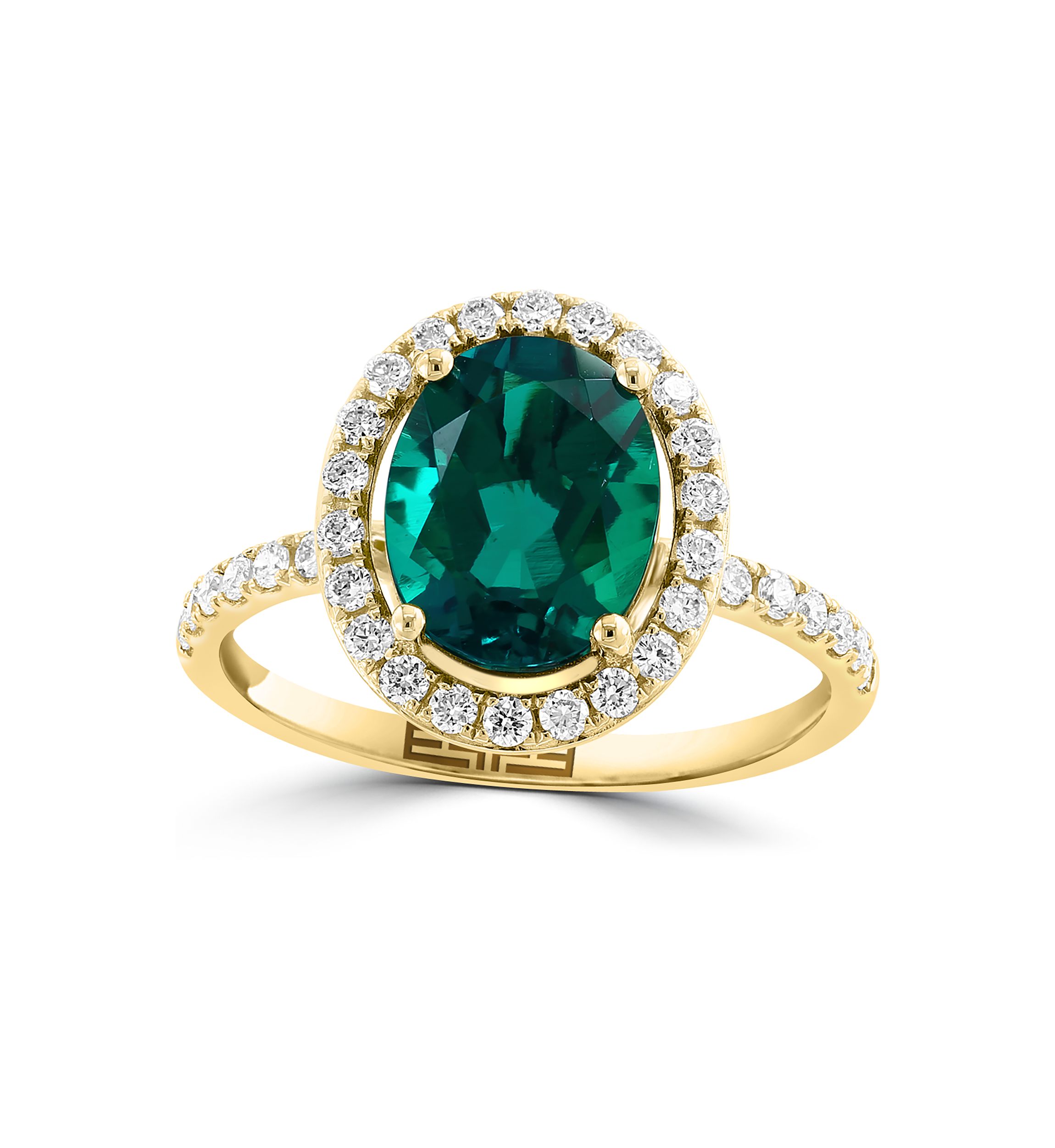 Lab Grown Diamond and Emerald Ring in 14K Yellow Gold