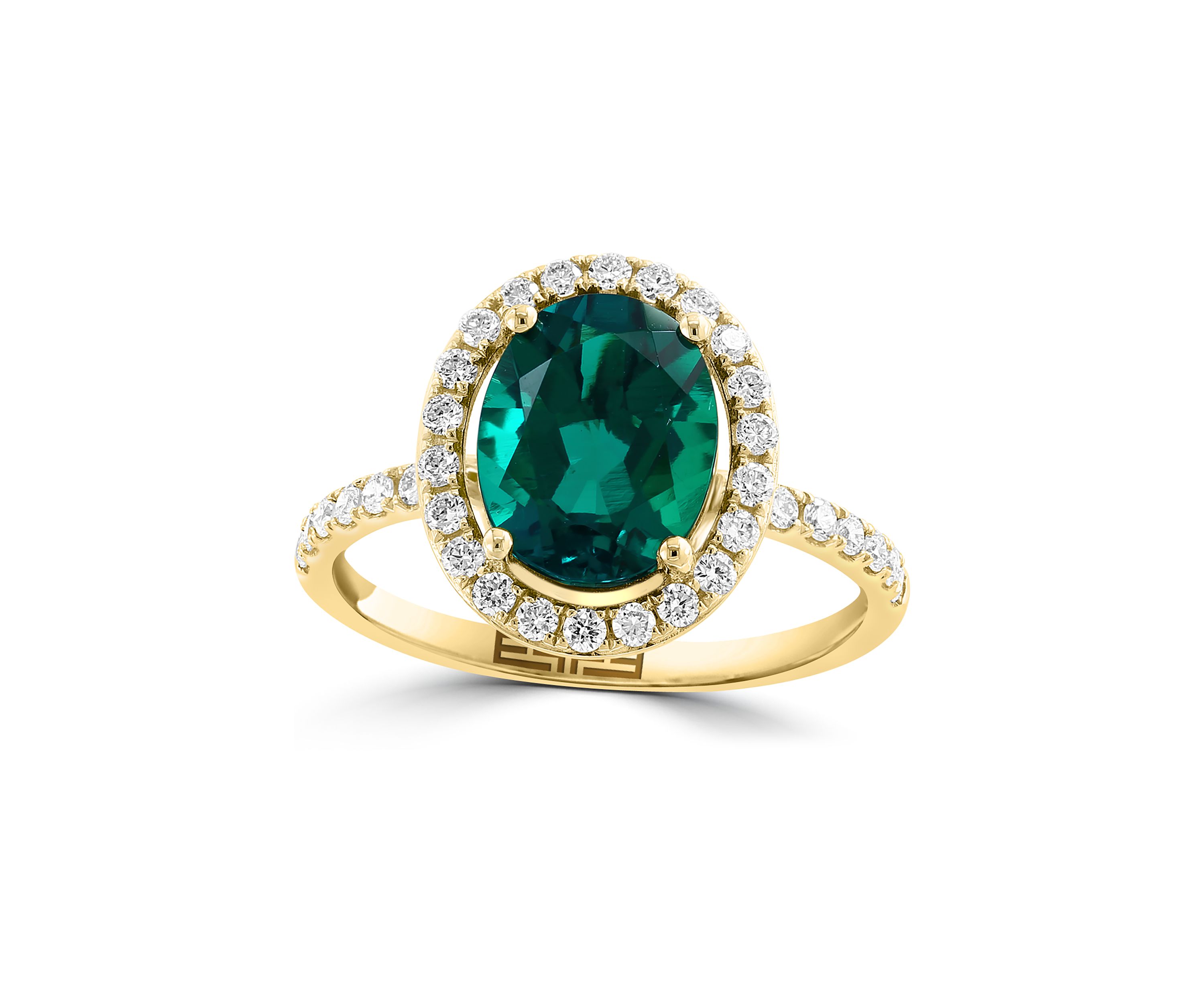Lab Grown Diamond and Emerald Ring in 14K Yellow Gold