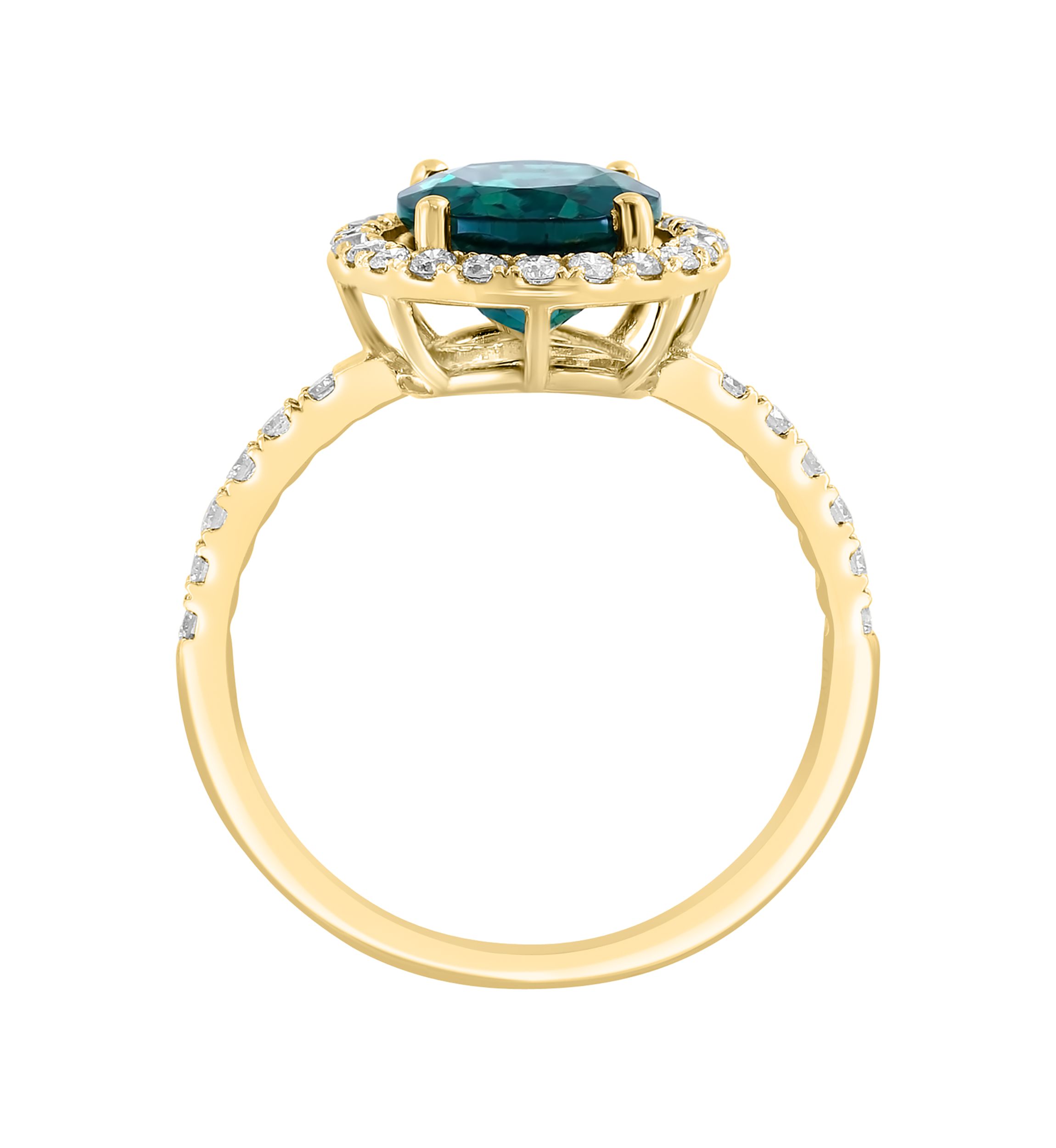 Lab Grown Diamond and Emerald Ring in 14K Yellow Gold