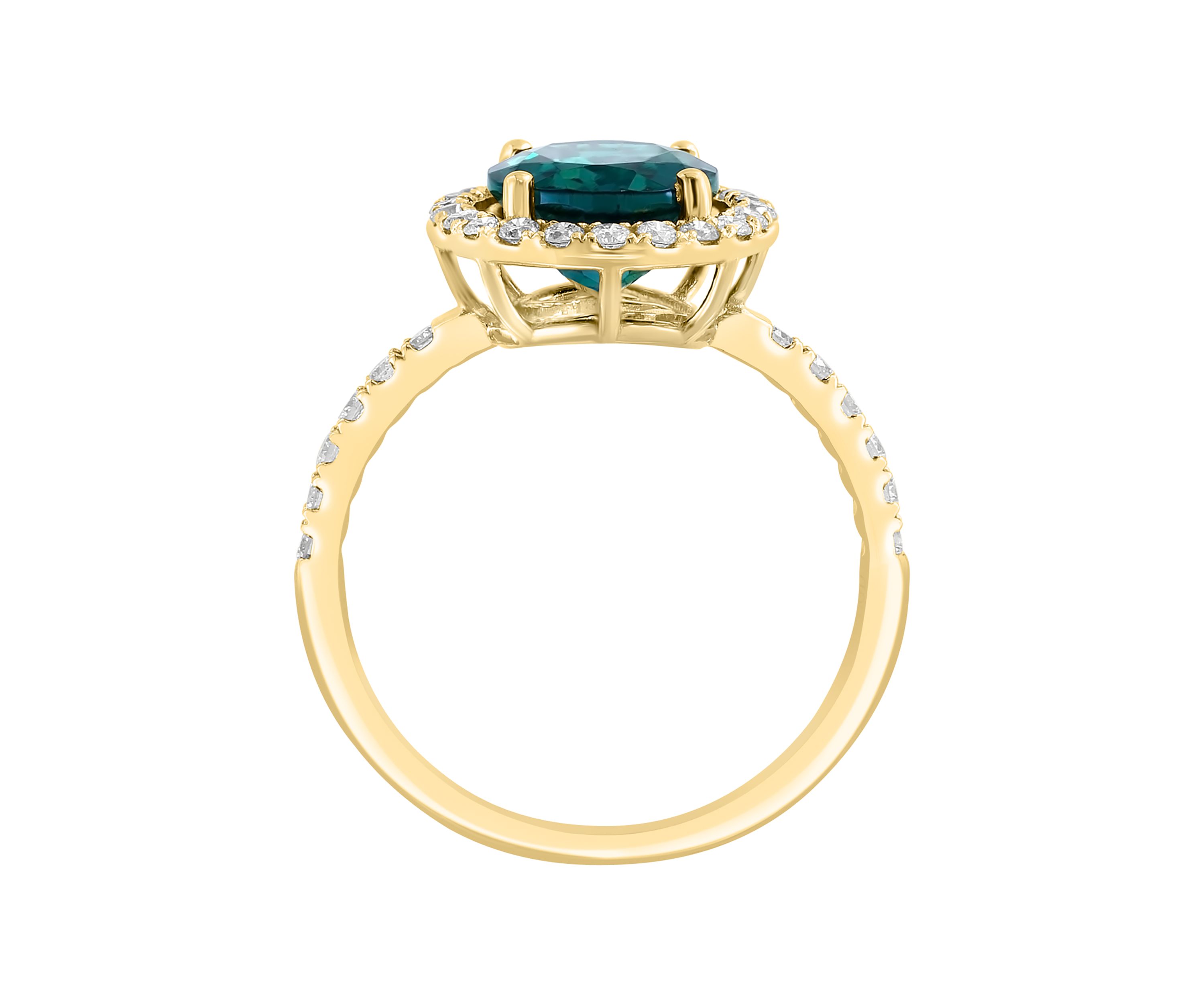 Lab Grown Diamond and Emerald Ring in 14K Yellow Gold