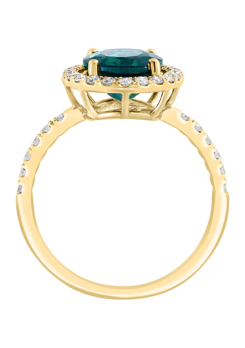 Lab Grown Diamond and Emerald Ring in 14K Yellow Gold