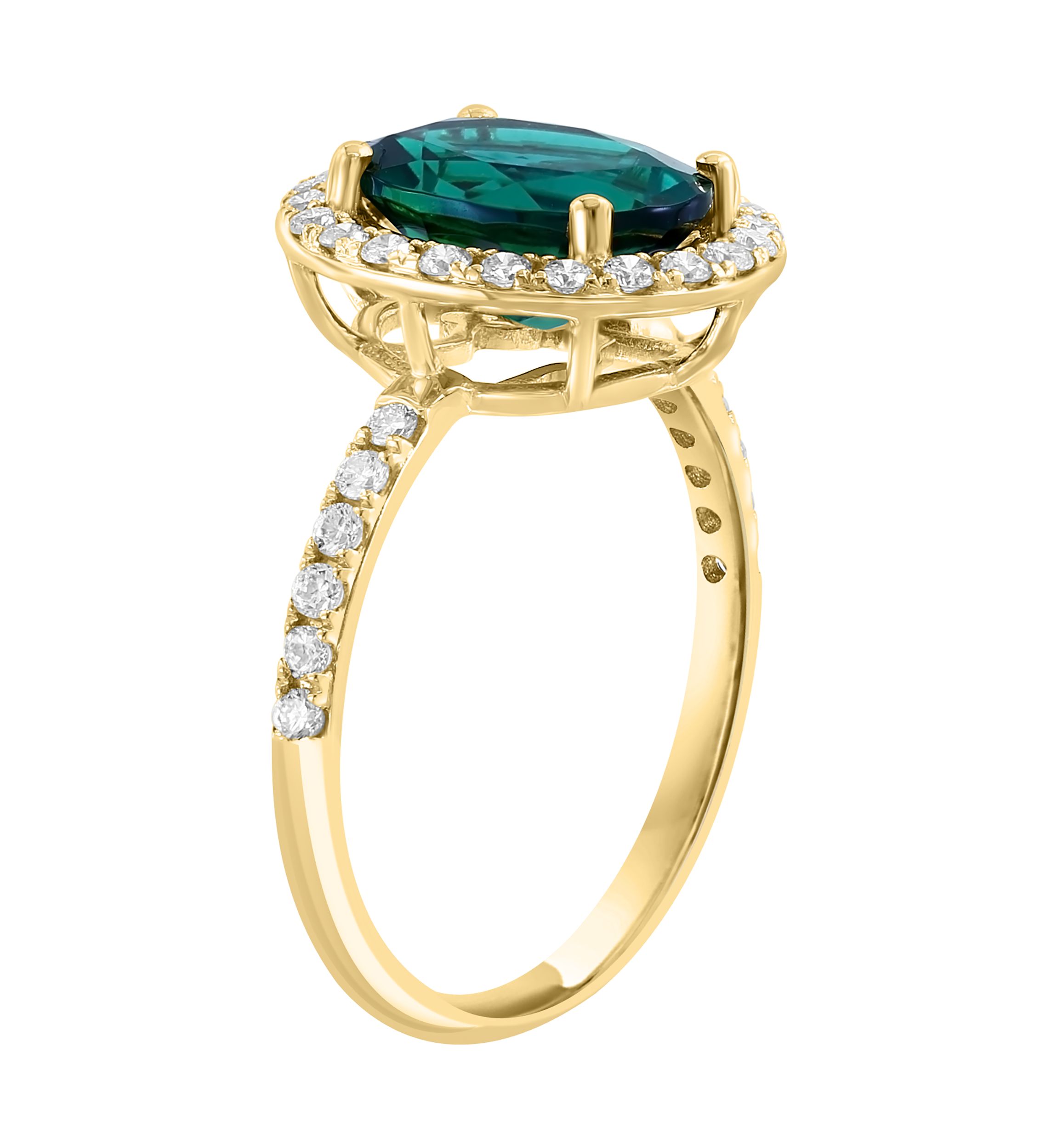 Lab Grown Diamond and Emerald Ring in 14K Yellow Gold