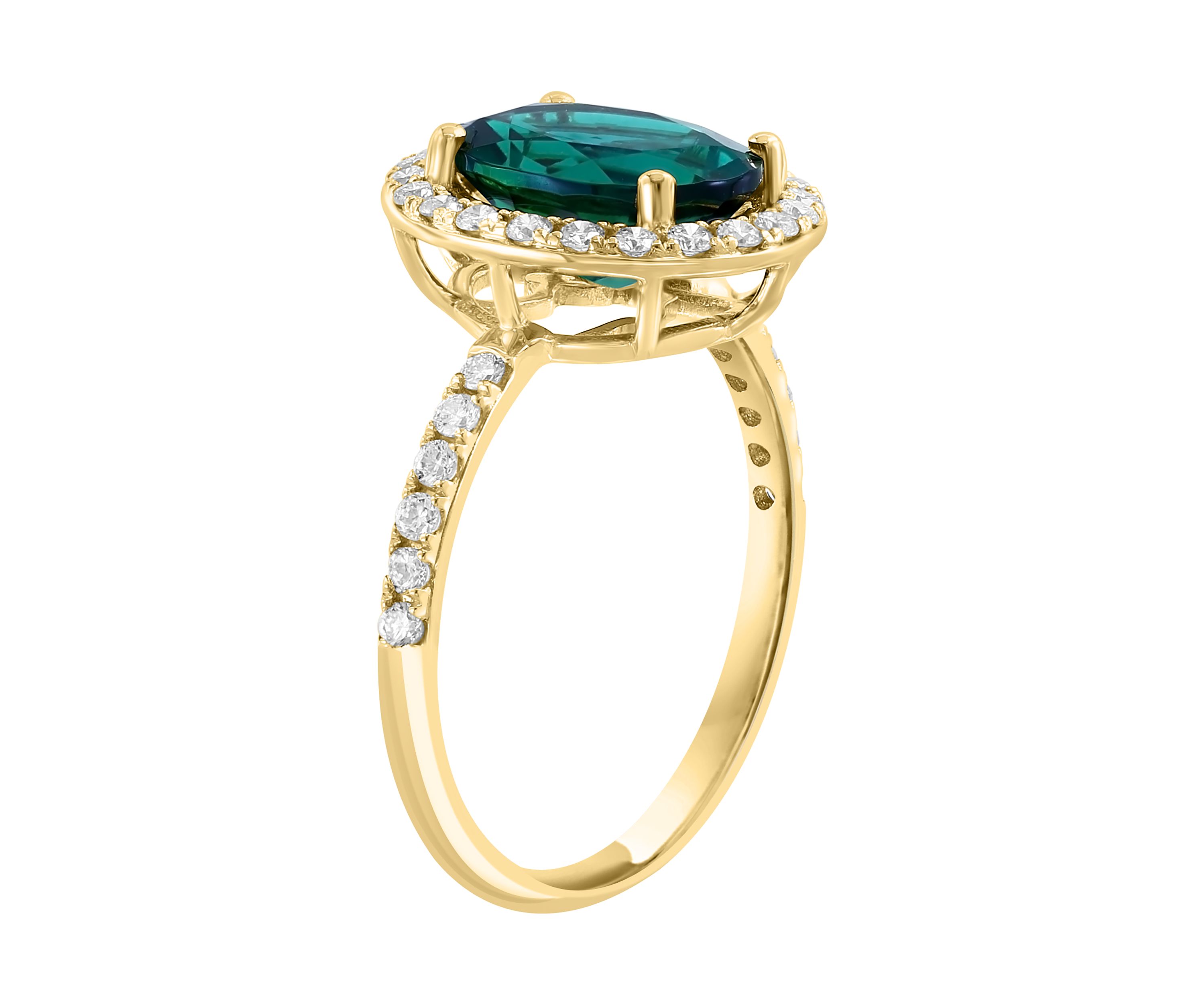 Lab Grown Diamond and Emerald Ring in 14K Yellow Gold