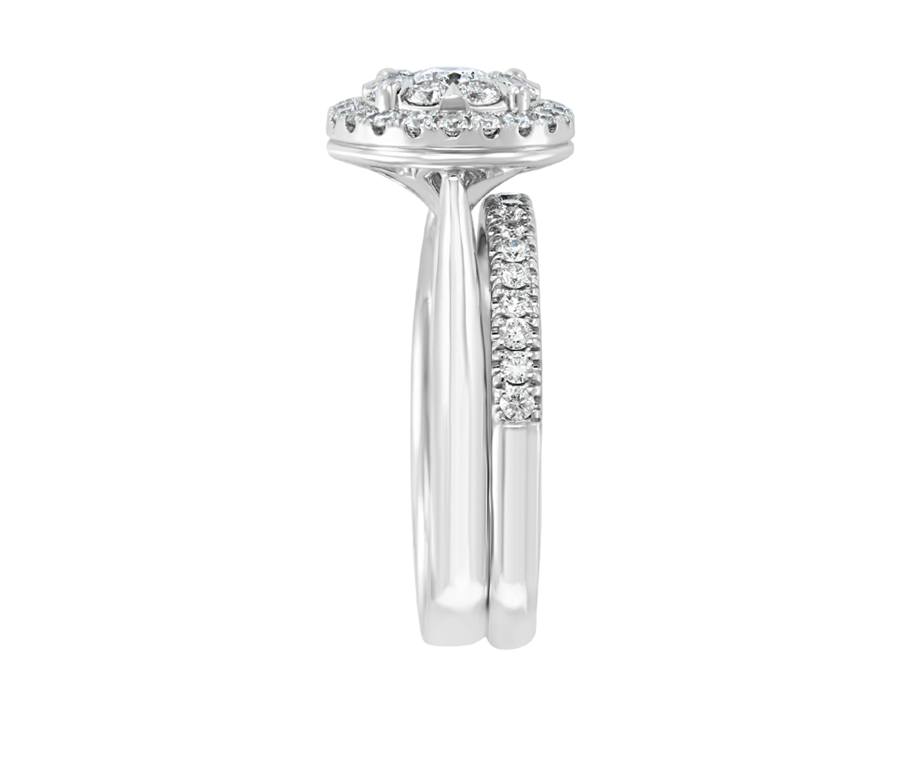 2 Piece 1.02 ct. t.w. Diamond Bridal Ring Set in 14K White Gold 