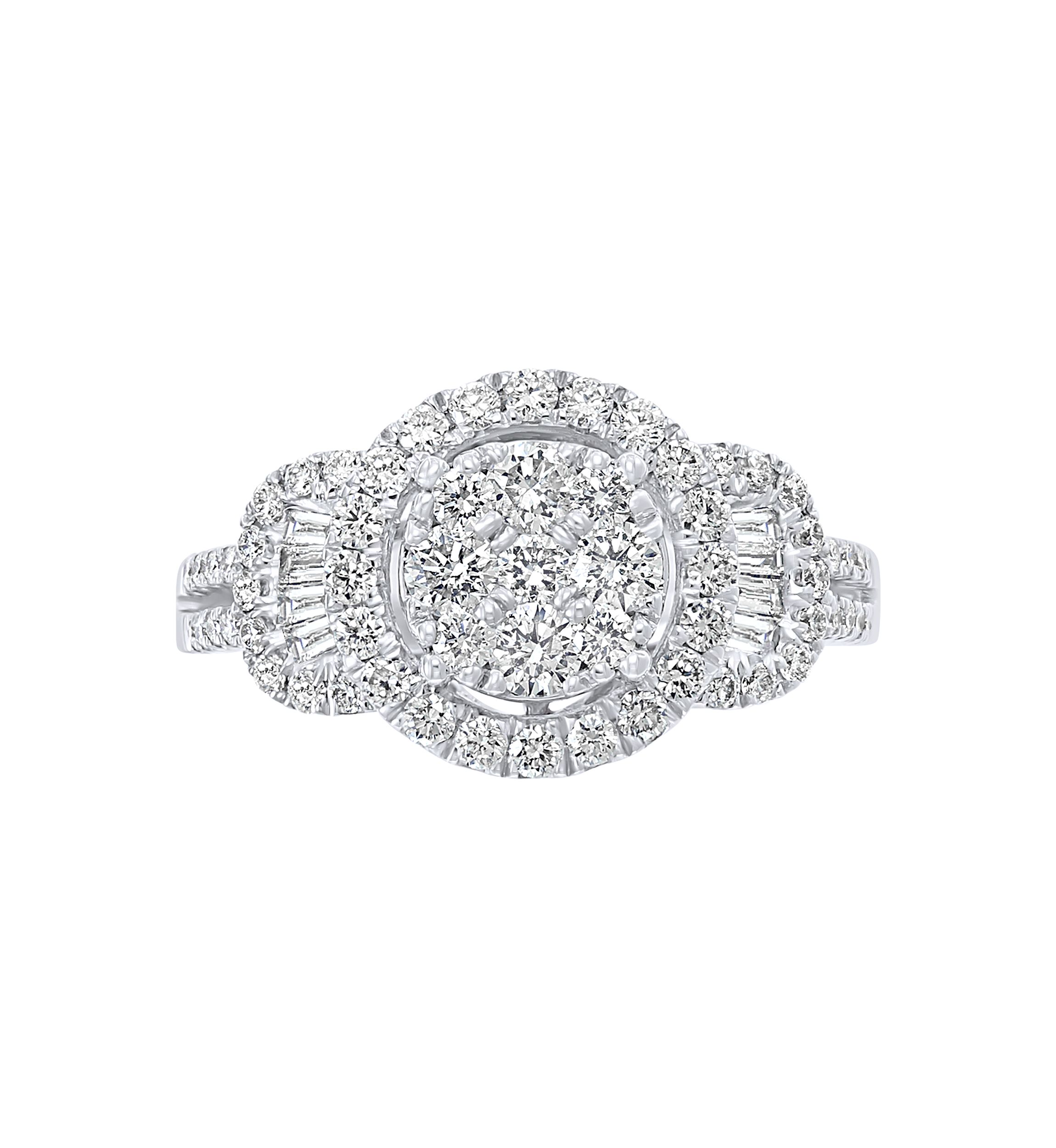1.06 ct. t.w. Diamond Cluster Ring in 14K White Gold 