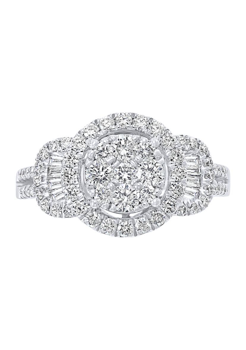 1.06 ct. t.w. Diamond Cluster Ring in 14K White Gold 