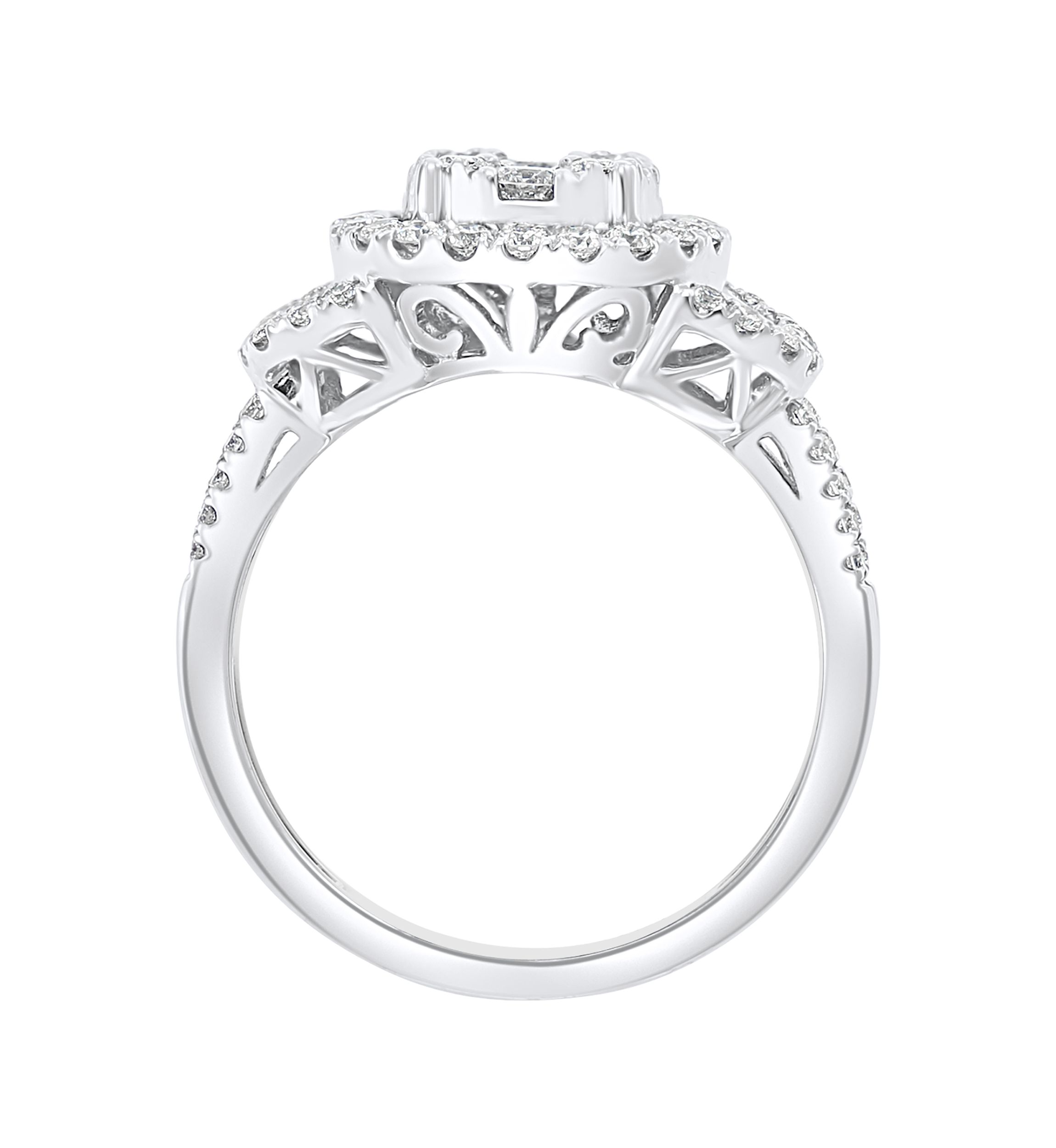 1.06 ct. t.w. Diamond Cluster Ring in 14K White Gold 