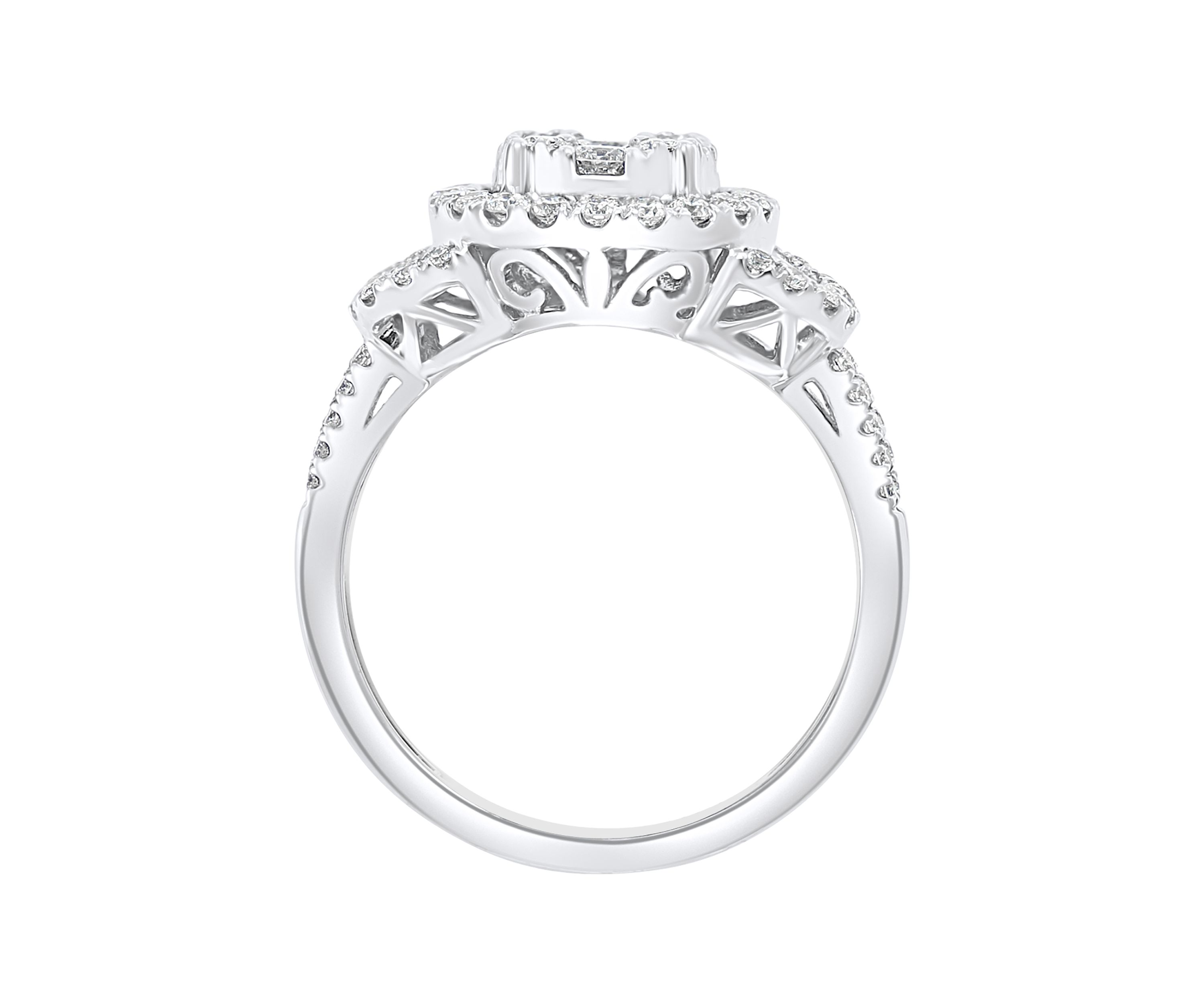 1.06 ct. t.w. Diamond Cluster Ring in 14K White Gold 