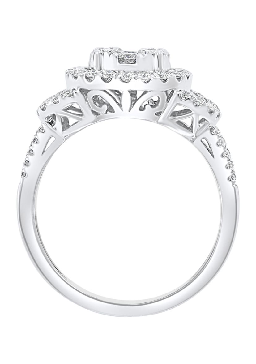 1.06 ct. t.w. Diamond Cluster Ring in 14K White Gold 