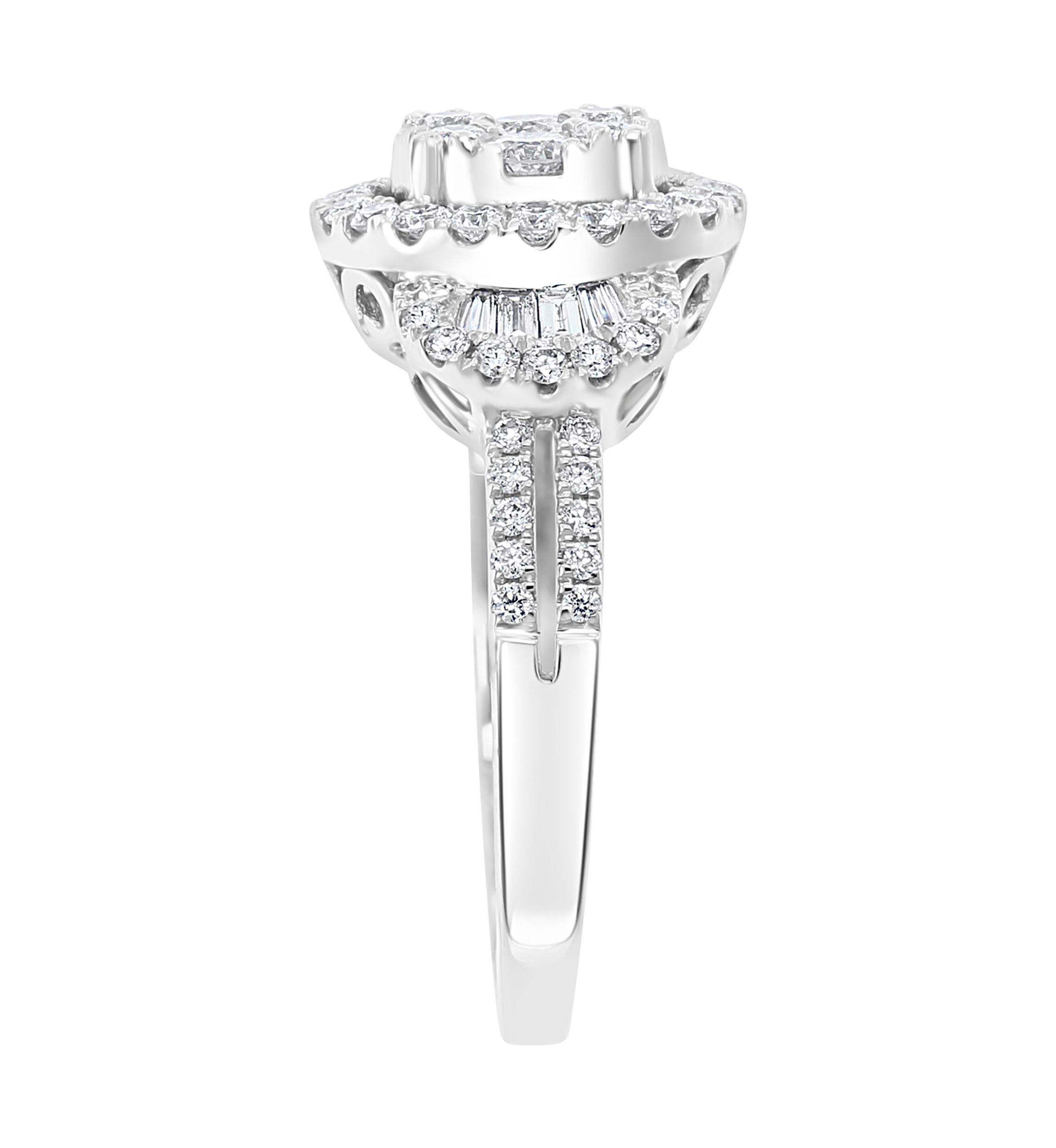 1.06 ct. t.w. Diamond Cluster Ring in 14K White Gold 