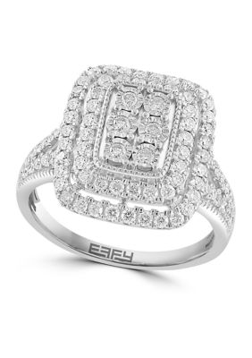 Effy Sterling Silver Miracle Set Diamond Ring, 7 -  0191120550435