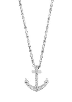 Effy Sterling Silver Diamond Anchor Pendant