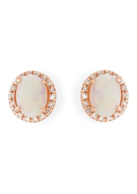 Effy 1/8 Ct. T.w. Diamond, 1 Ct. T.w. Opal Earrings In 14K Rose Gold -  0617892620980