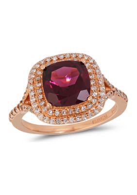Effy 14K Rose Gold 3/8 Ct. T.w. Diamond And 2.95 Ct. T.w. Rhodolite Ring