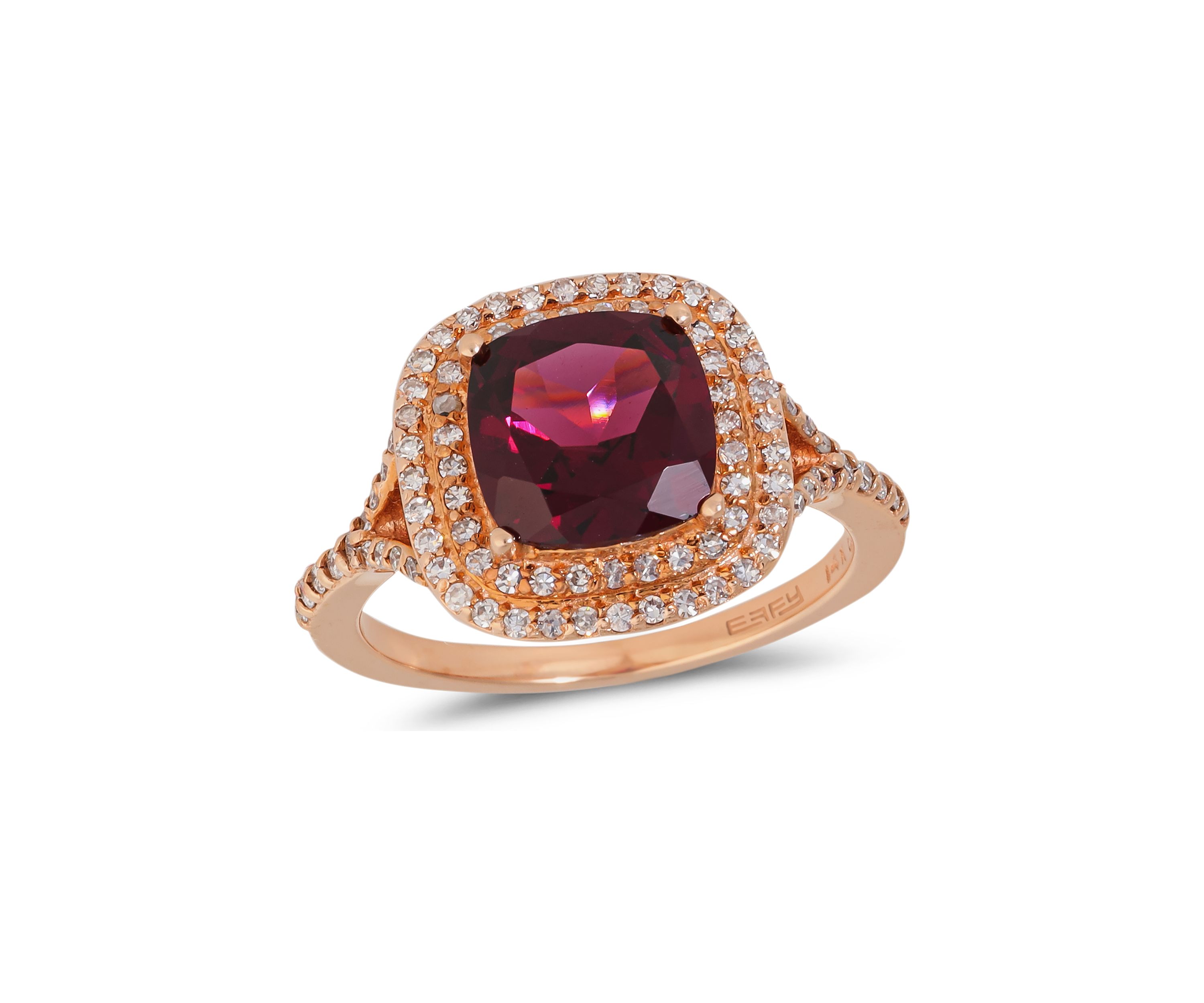  14K Rose Gold 3/8 ct. t.w. Diamond and 2.95 ct. t.w. Rhodolite Ring