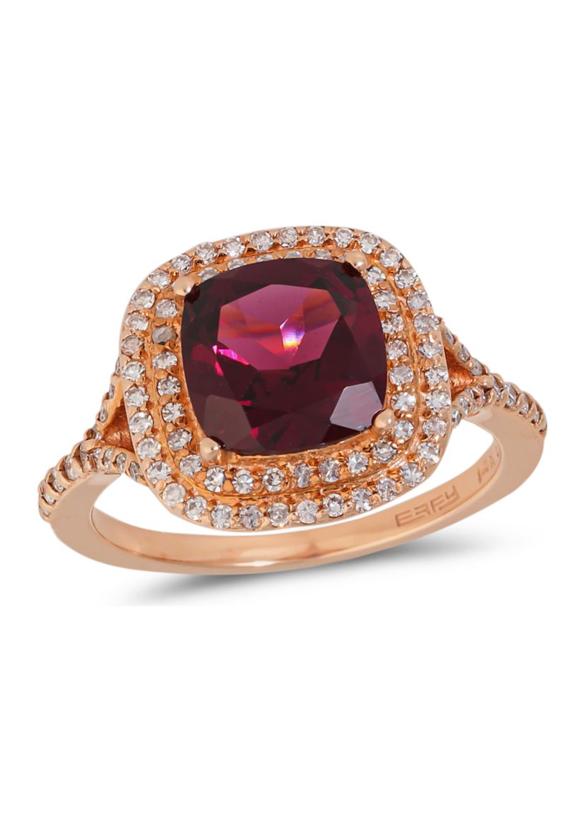  14K Rose Gold 3/8 ct. t.w. Diamond and 2.95 ct. t.w. Rhodolite Ring