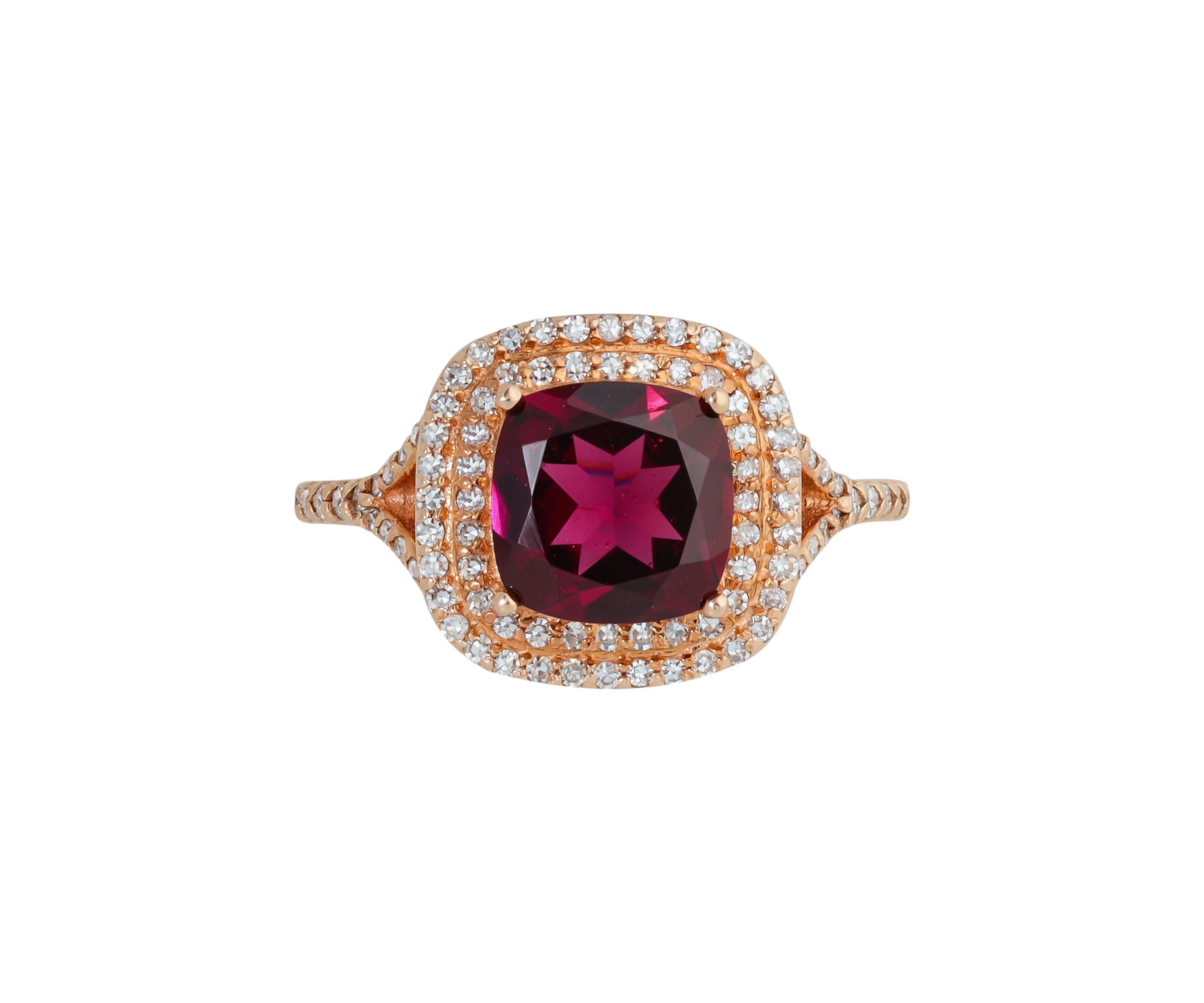  14K Rose Gold 3/8 ct. t.w. Diamond and 2.95 ct. t.w. Rhodolite Ring