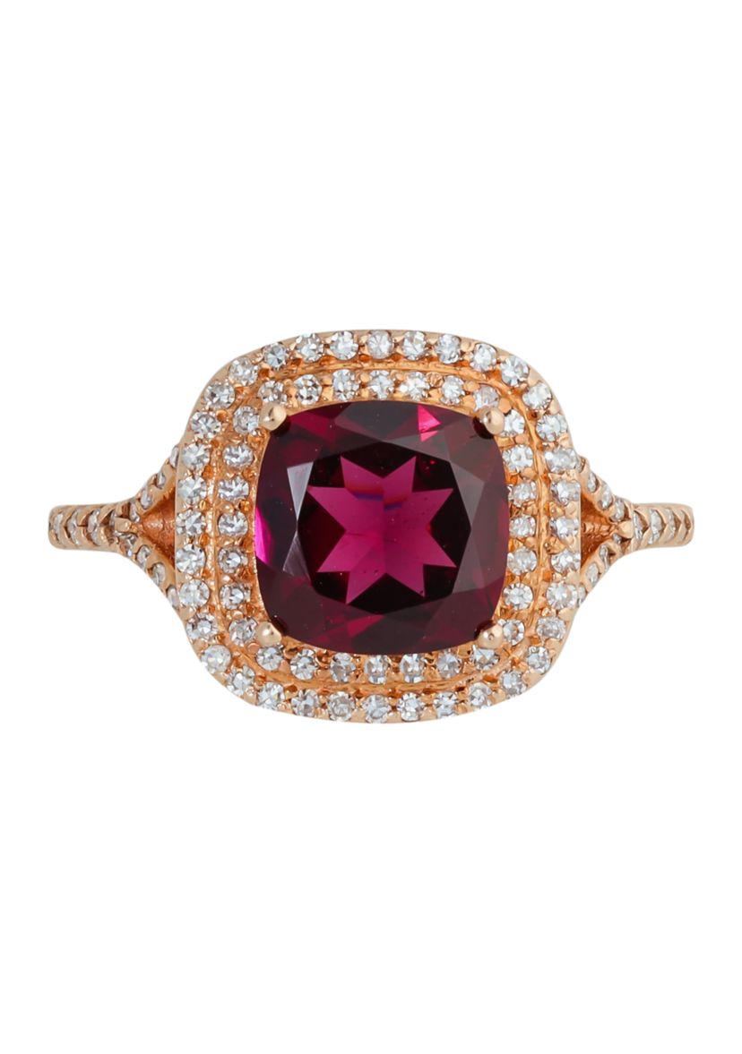  14K Rose Gold 3/8 ct. t.w. Diamond and 2.95 ct. t.w. Rhodolite Ring