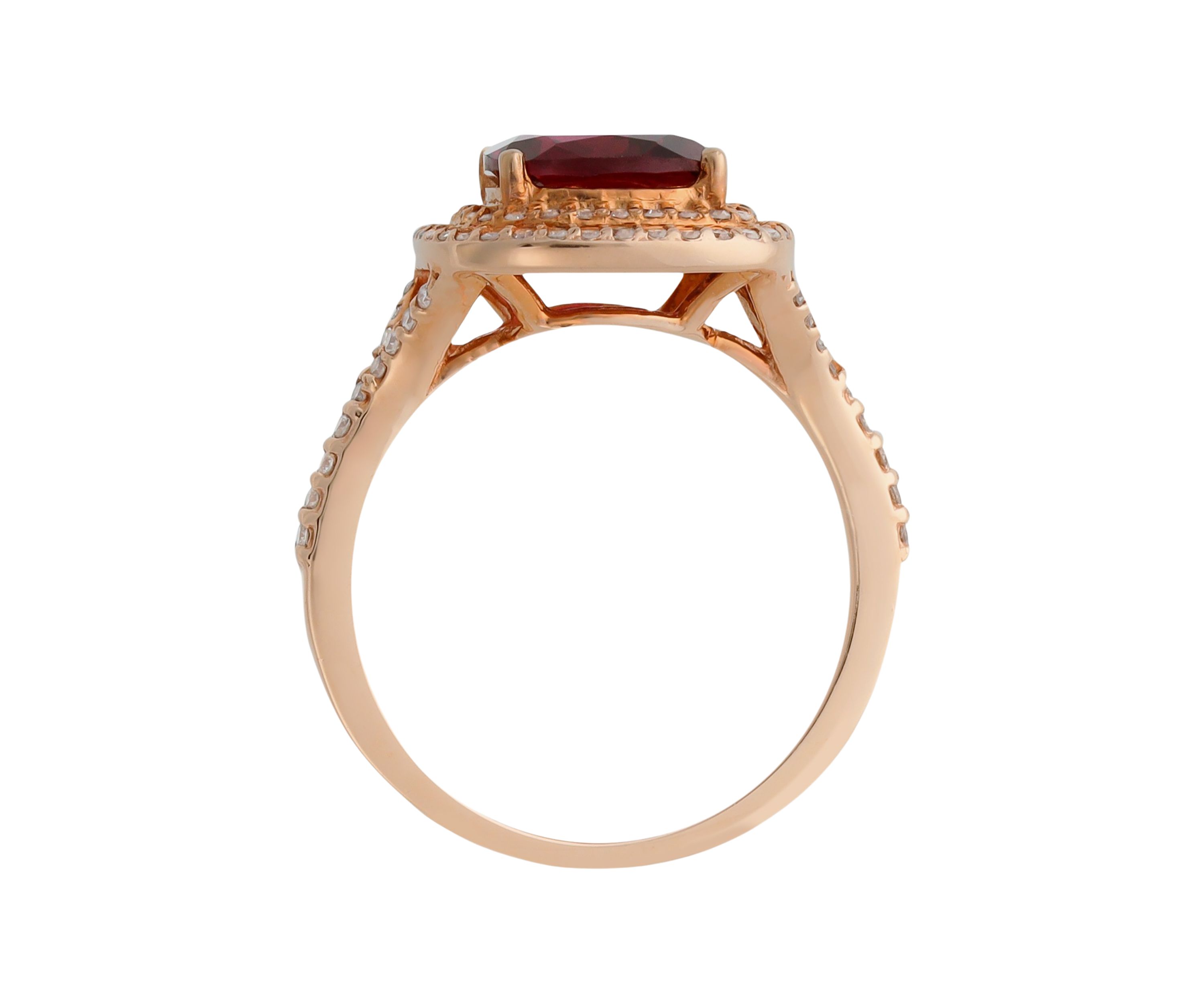  14K Rose Gold 3/8 ct. t.w. Diamond and 2.95 ct. t.w. Rhodolite Ring