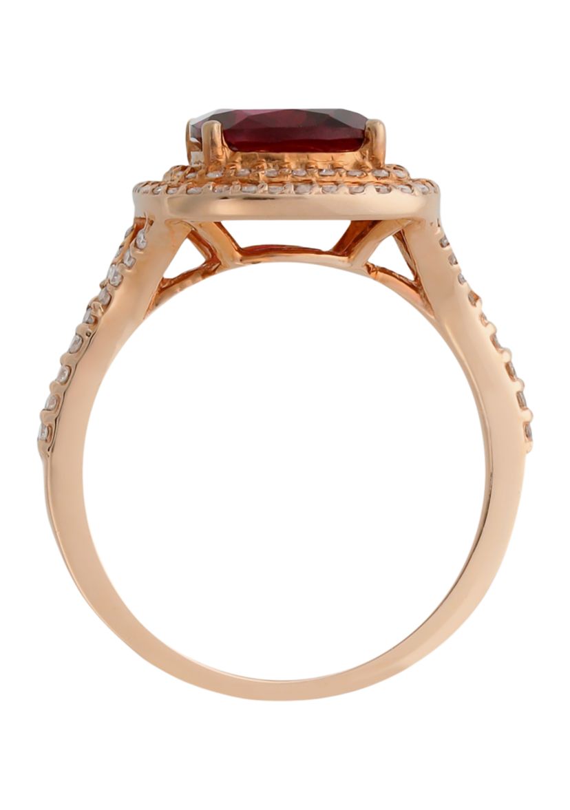  14K Rose Gold 3/8 ct. t.w. Diamond and 2.95 ct. t.w. Rhodolite Ring