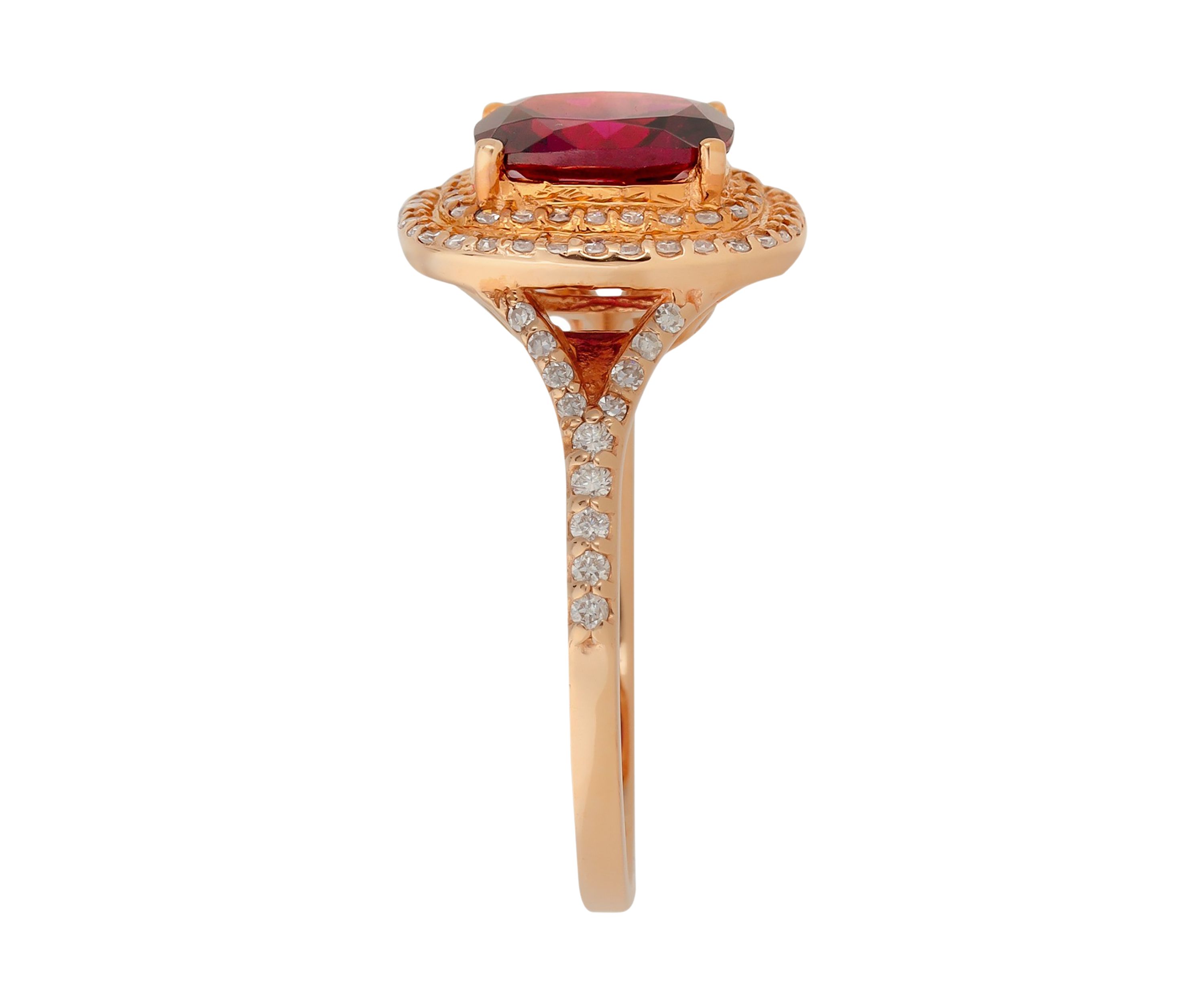  14K Rose Gold 3/8 ct. t.w. Diamond and 2.95 ct. t.w. Rhodolite Ring