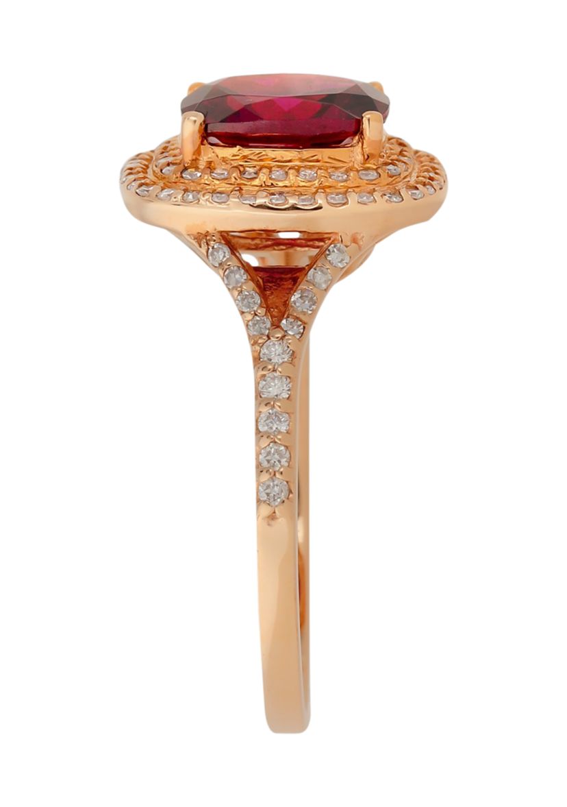  14K Rose Gold 3/8 ct. t.w. Diamond and 2.95 ct. t.w. Rhodolite Ring