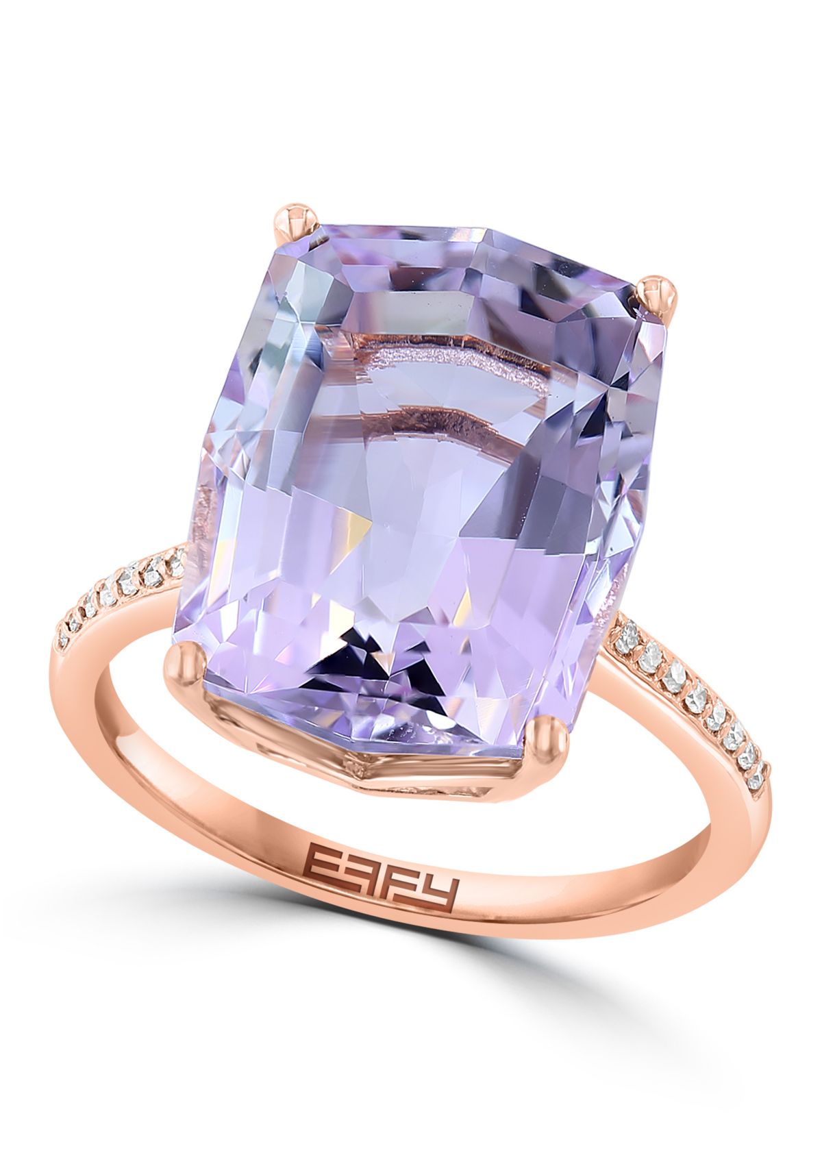 Diamond and Pink Amethyst Ring in 14K Rose Gold